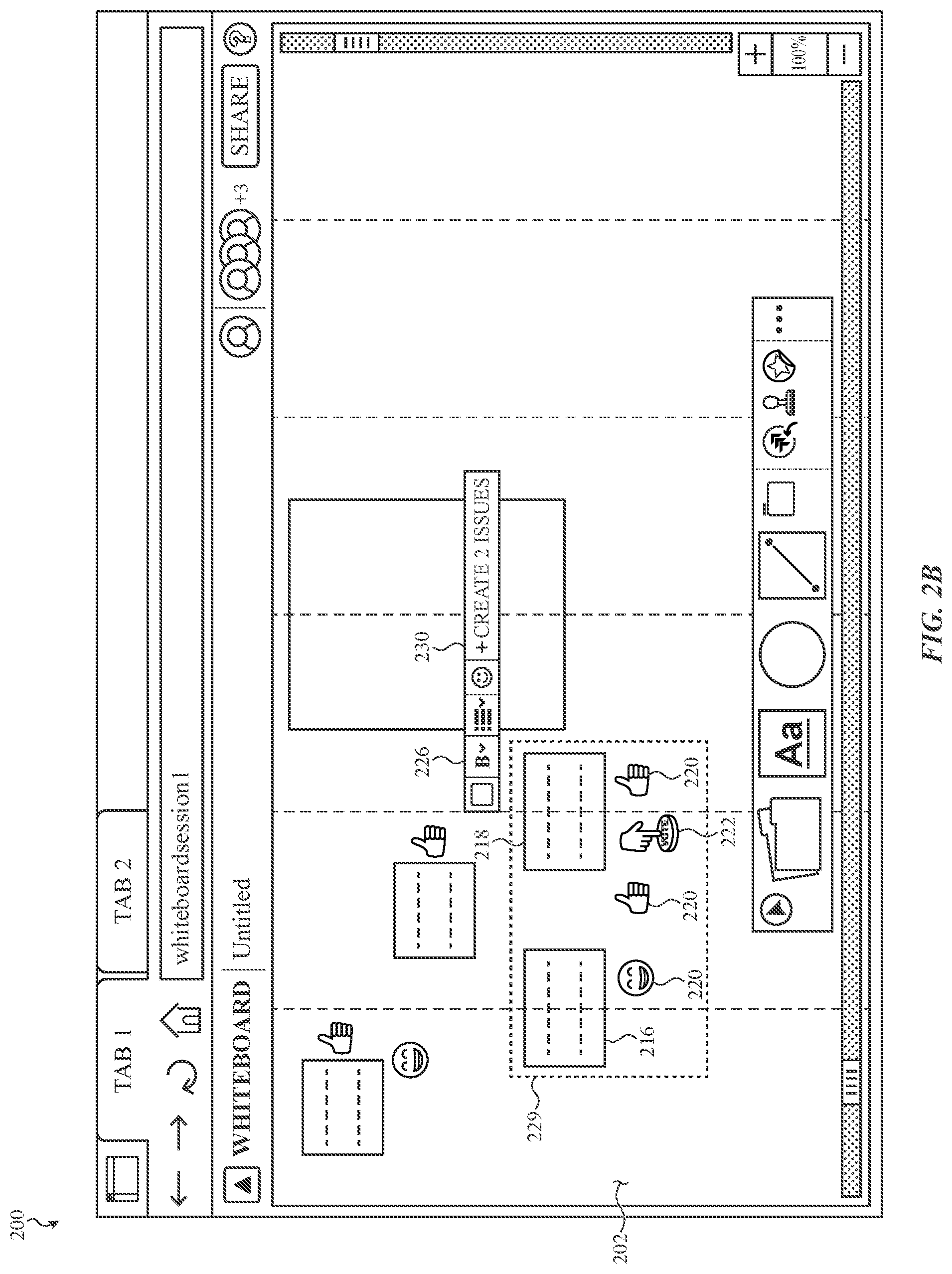 Patent US12307071 Figure 3 – Virtual whiteboard platform having an interface for issue object creation in an issue tracking platform