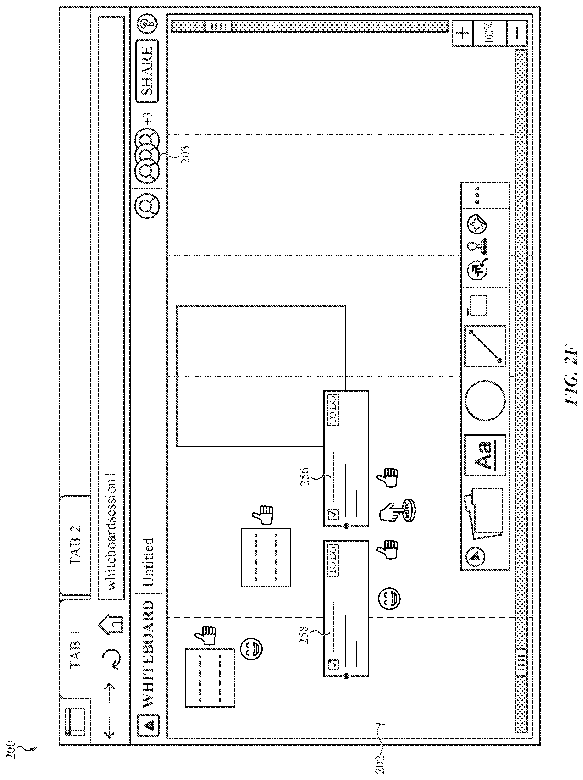 Patent US12307071 Figure 7 – Virtual whiteboard platform having an interface for issue object creation in an issue tracking platform