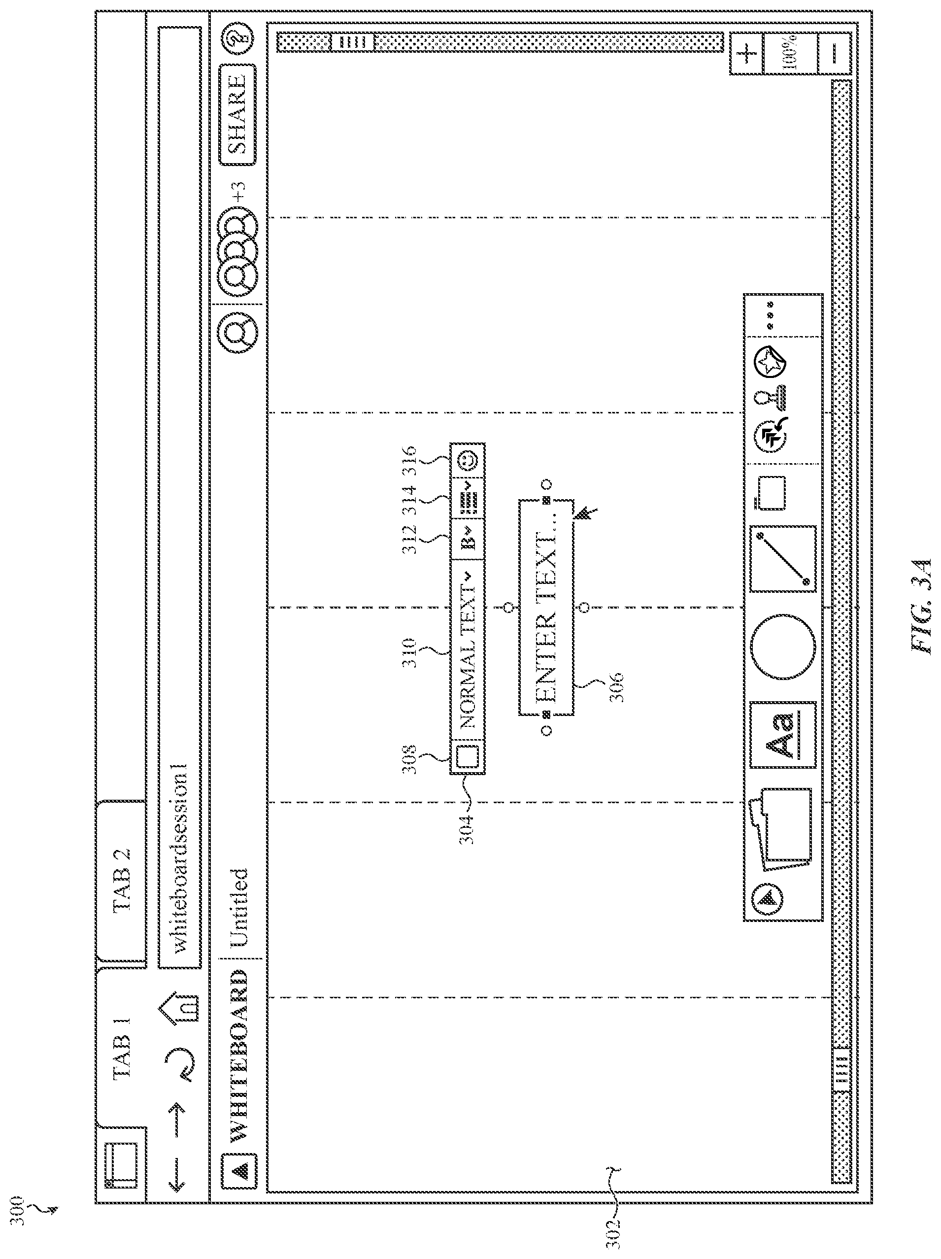 Patent US12307071 Figure 8 – Virtual whiteboard platform having an interface for issue object creation in an issue tracking platform