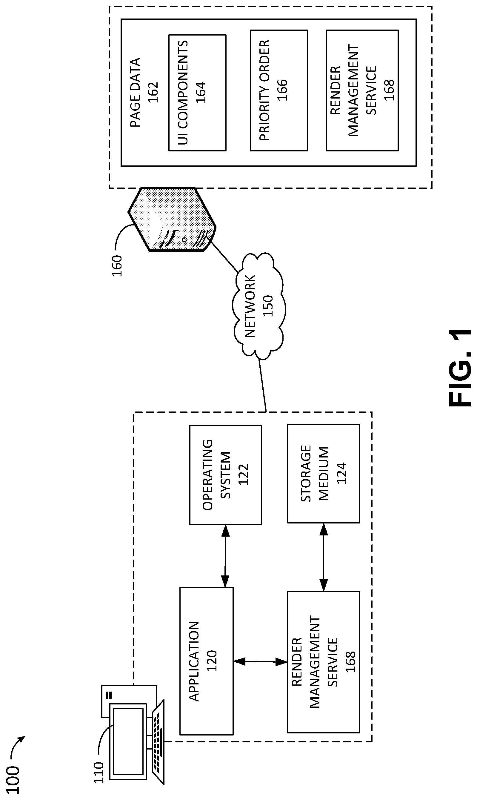 Patent US12307072 Figure 1 – System and method of rendering user interface components based on priority