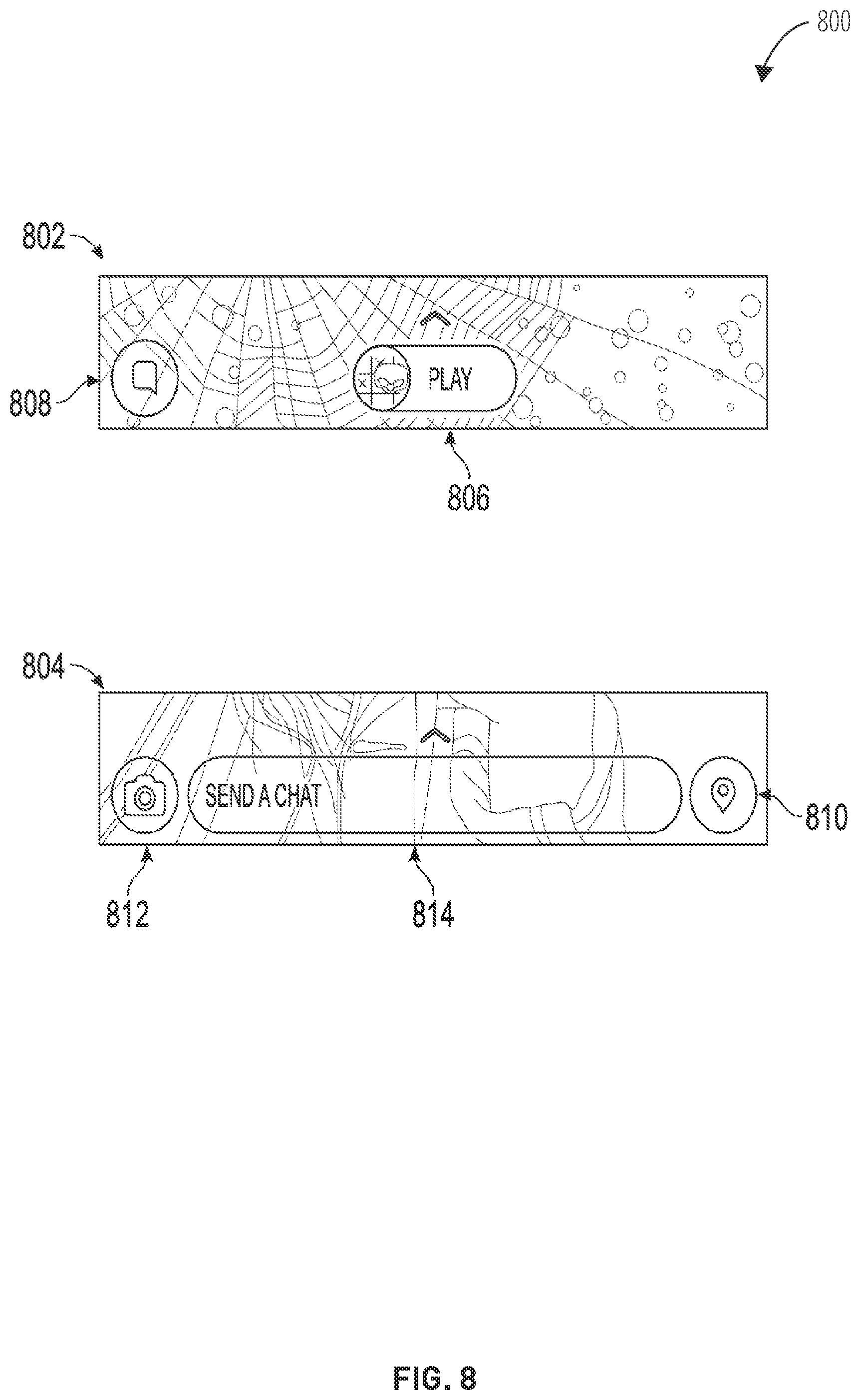 Patent US12307073 Figure 8 – Selectable items providing post-viewing context actions