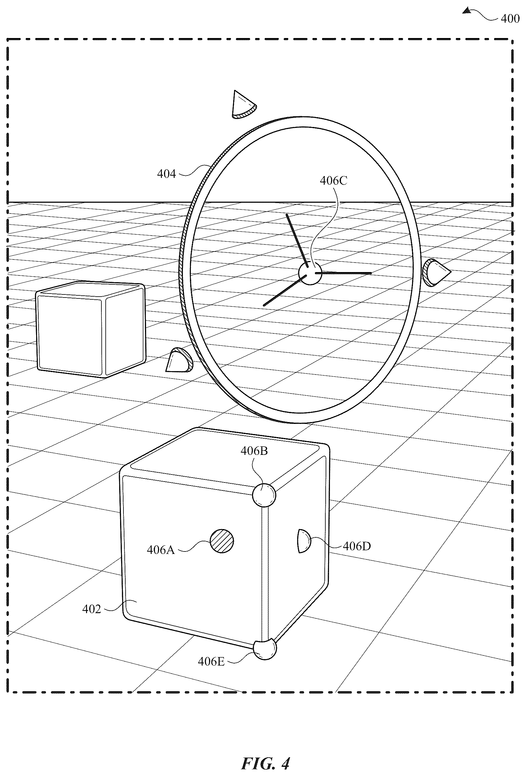 Patent US12307077 Figure 4 – Techniques for manipulating computer-generated objects in a computer graphics editor or environment