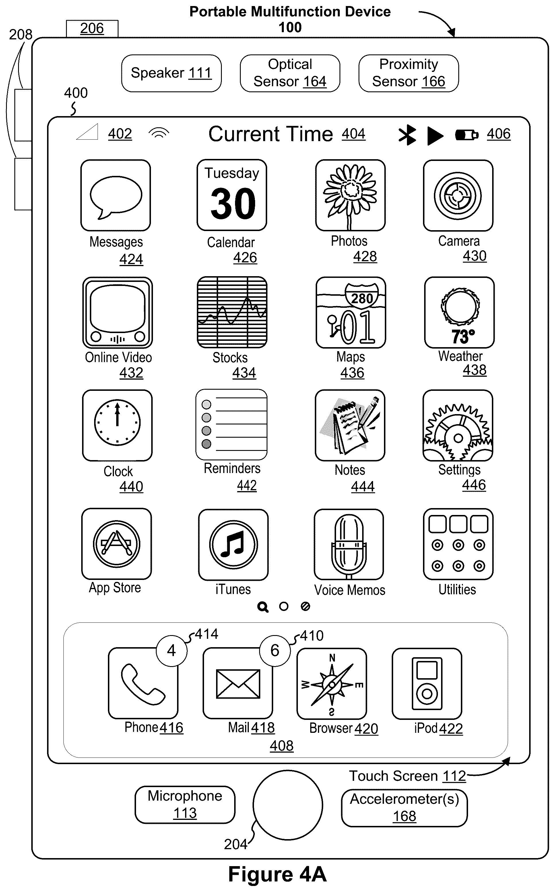 Patent US12307085 Figure 5 – Devices, methods, and graphical user interfaces for selecting and interacting with different device modes