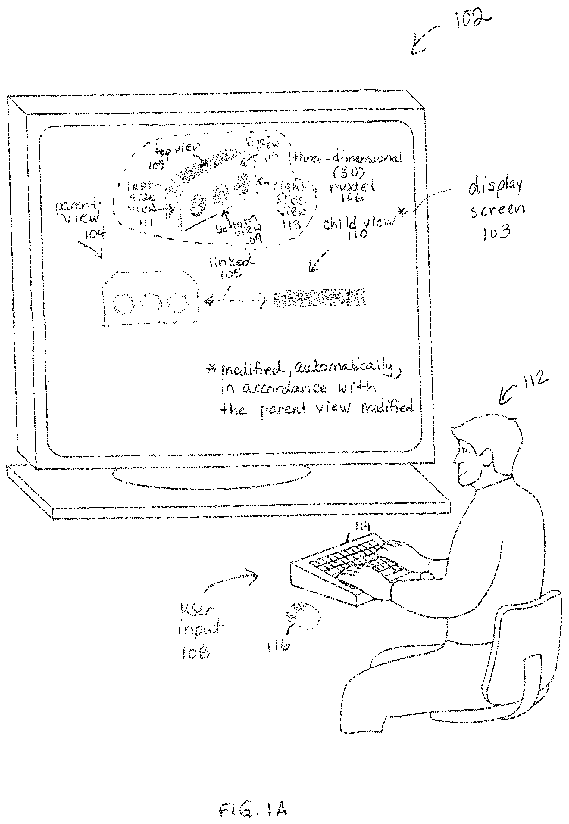 Patent US12307164 Figure 1 – Linking views/states of 3D models and propagating updates in same