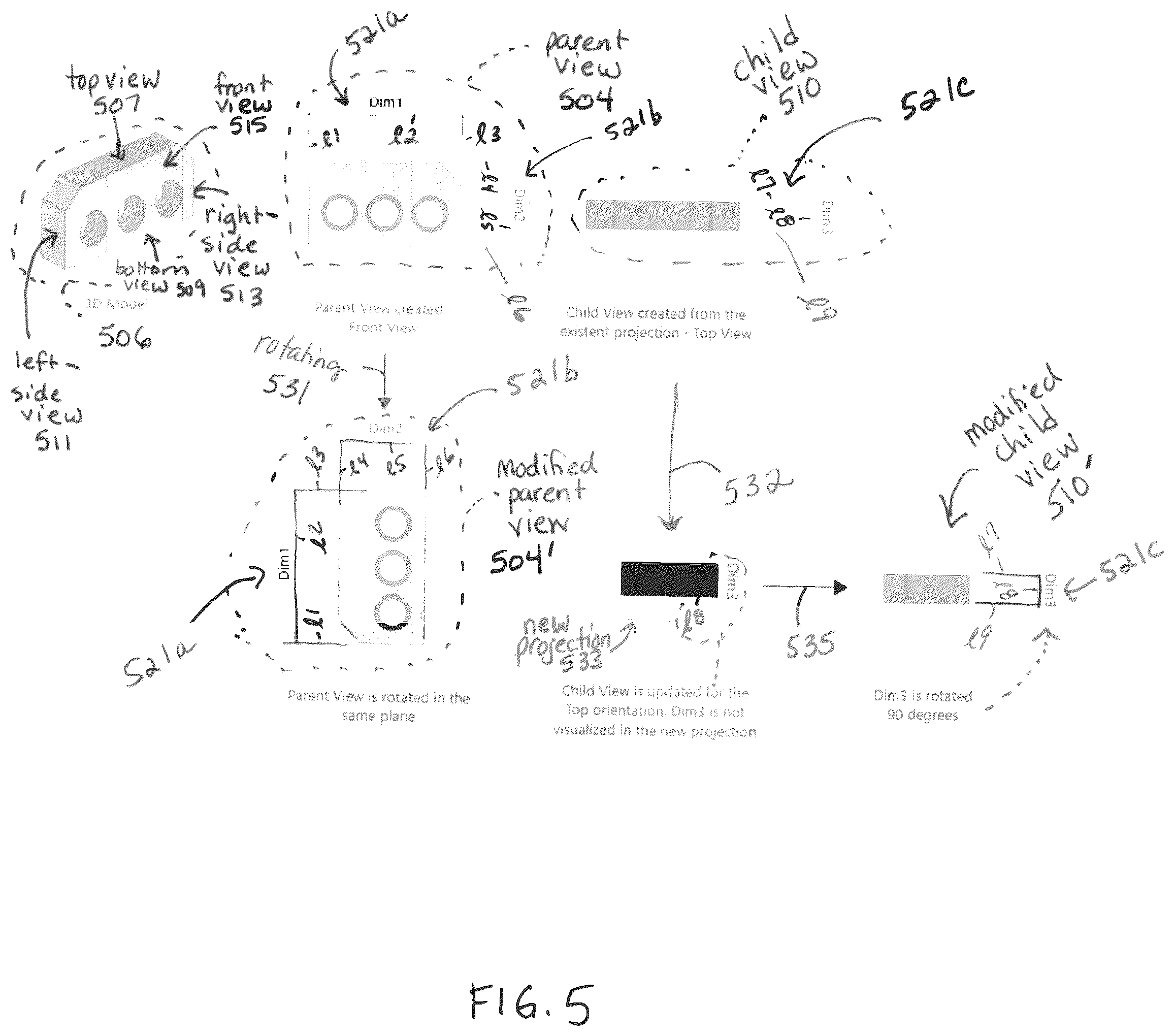 Patent US12307164 Figure 5 – Linking views/states of 3D models and propagating updates in same