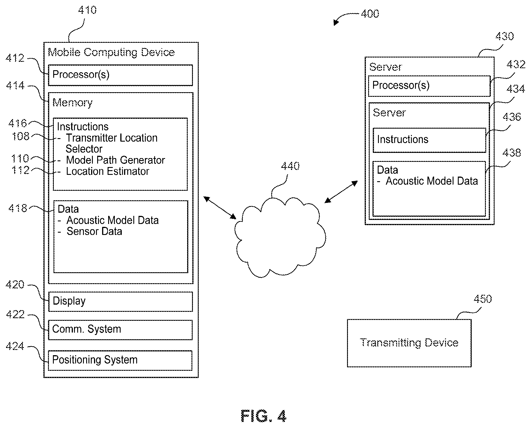 Patent US12307166 Figure 4 – Acoustic positioning transmitter and receiver system and method