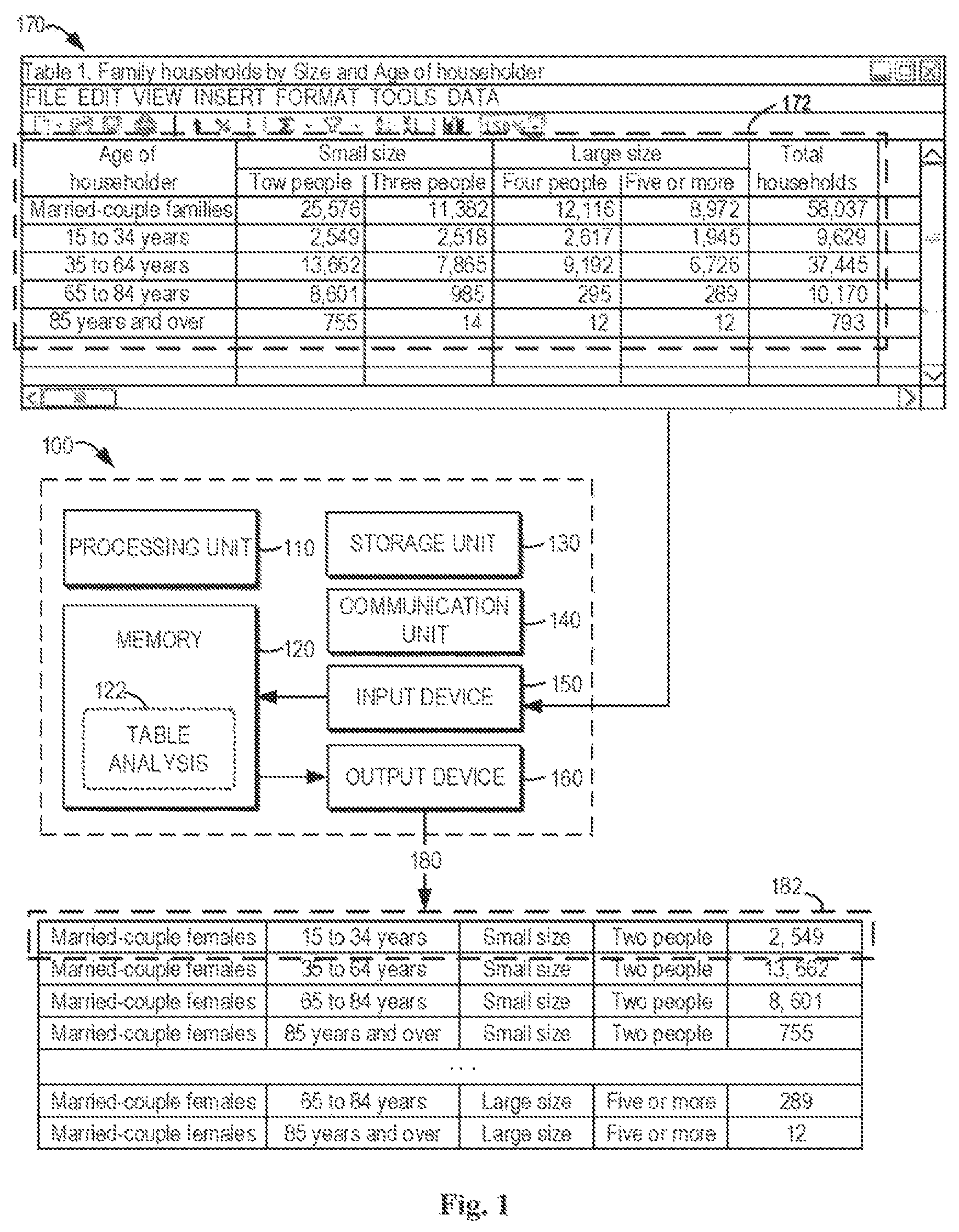Patent US12307193 — Spreadsheet table transformation — Figure 1