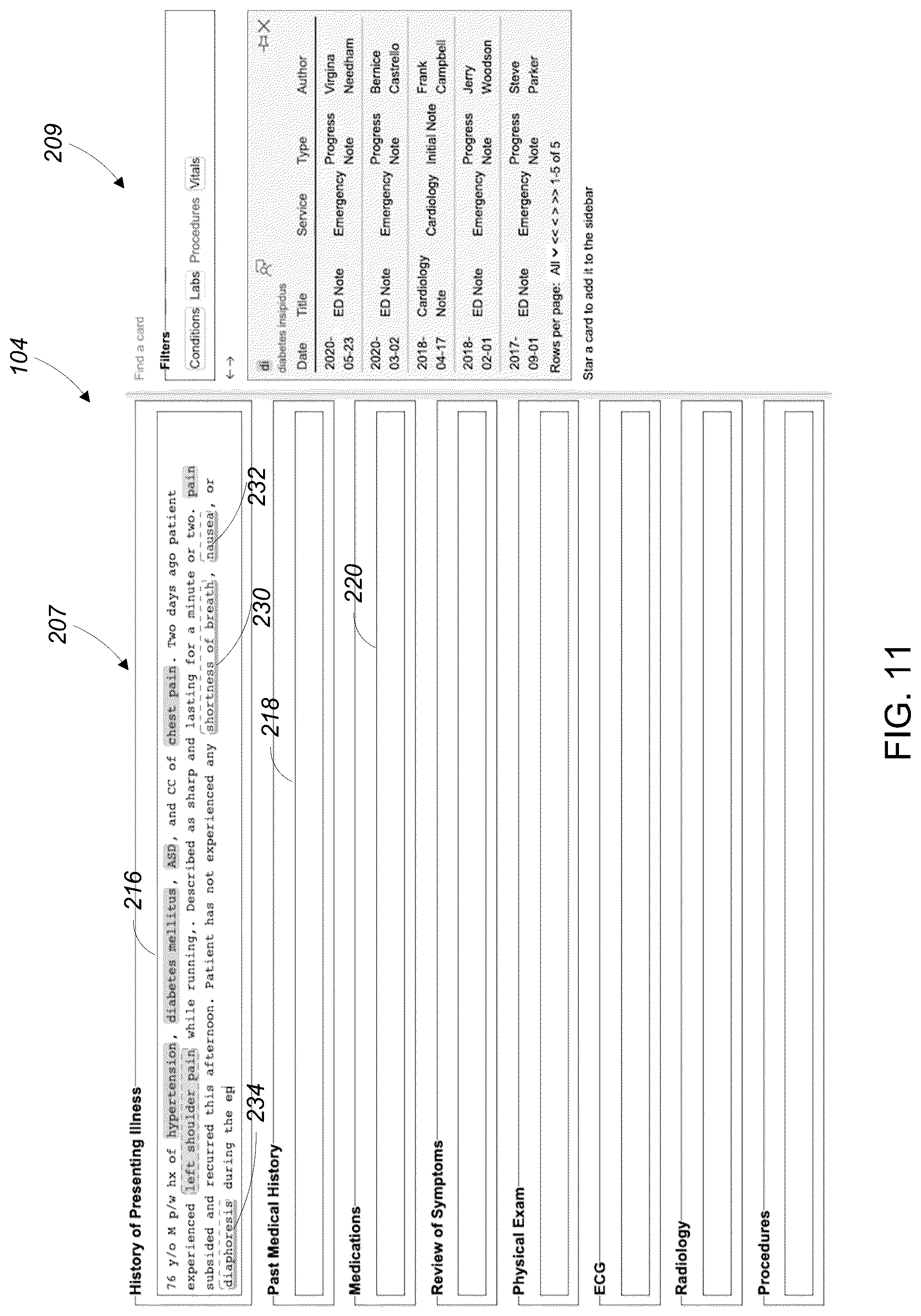 Patent US12307206 Figure 11 – Clinical documentation system