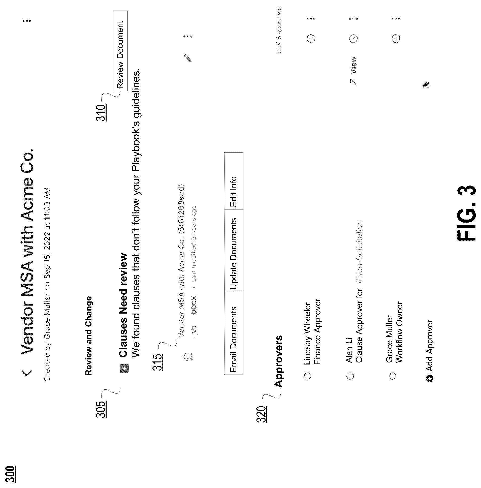 Patent US12307211 Figure 3 – Using machine learning models to analyze contractual terms and clauses in a legal contract, to recommend edits, and to make changes to a workflow