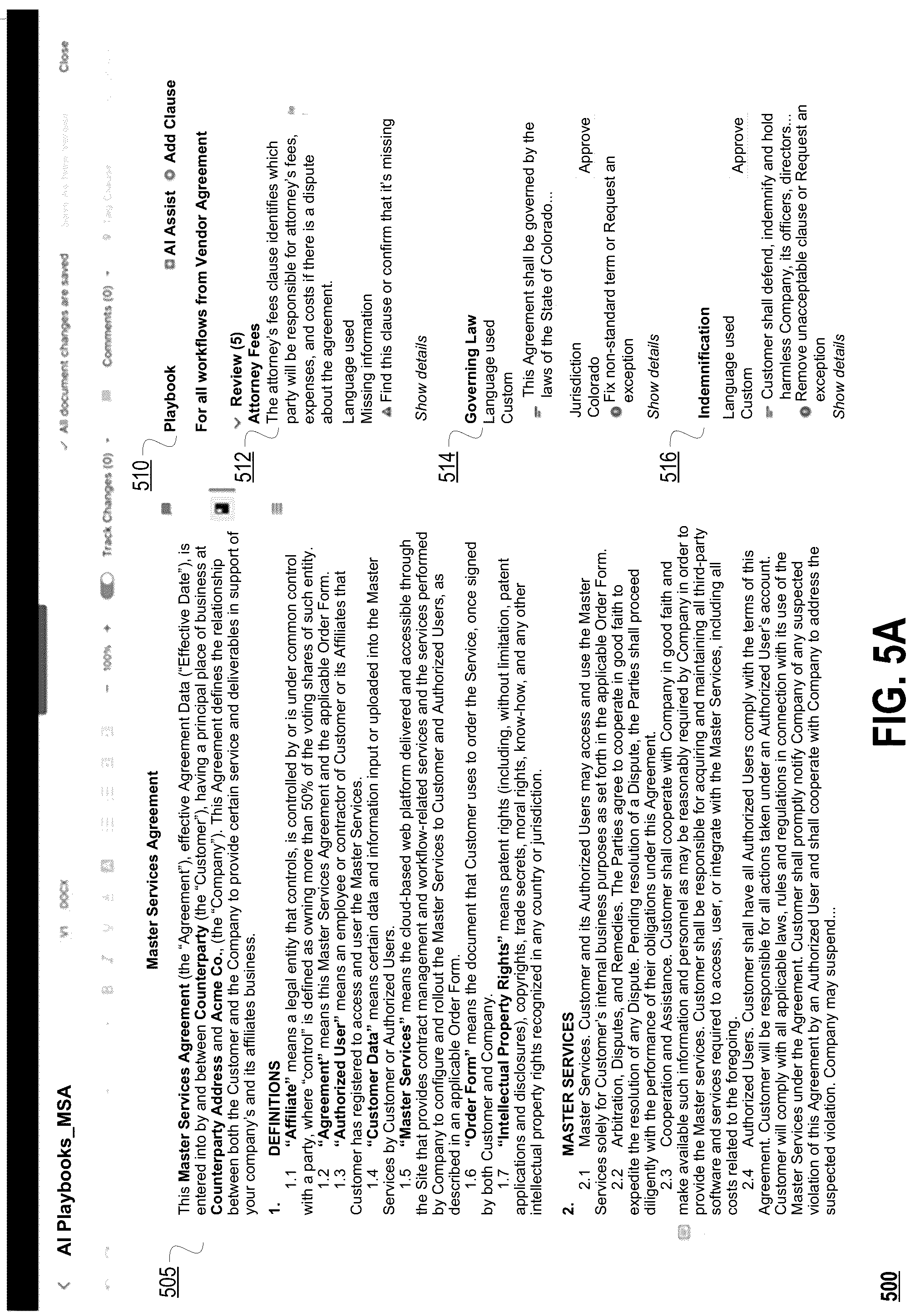 Patent US12307211 Figure 7 – Using machine learning models to analyze contractual terms and clauses in a legal contract, to recommend edits, and to make changes to a workflow