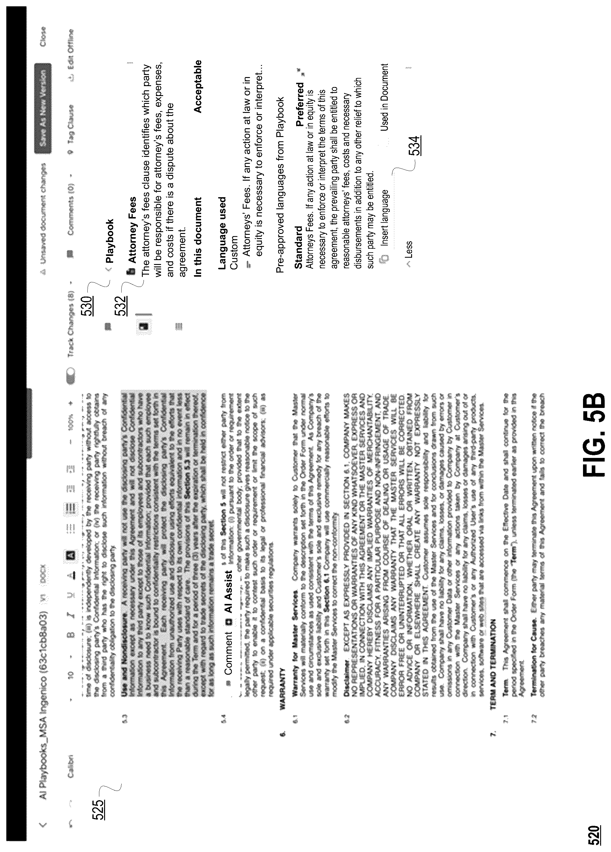 Patent US12307211 Figure 8 – Using machine learning models to analyze contractual terms and clauses in a legal contract, to recommend edits, and to make changes to a workflow