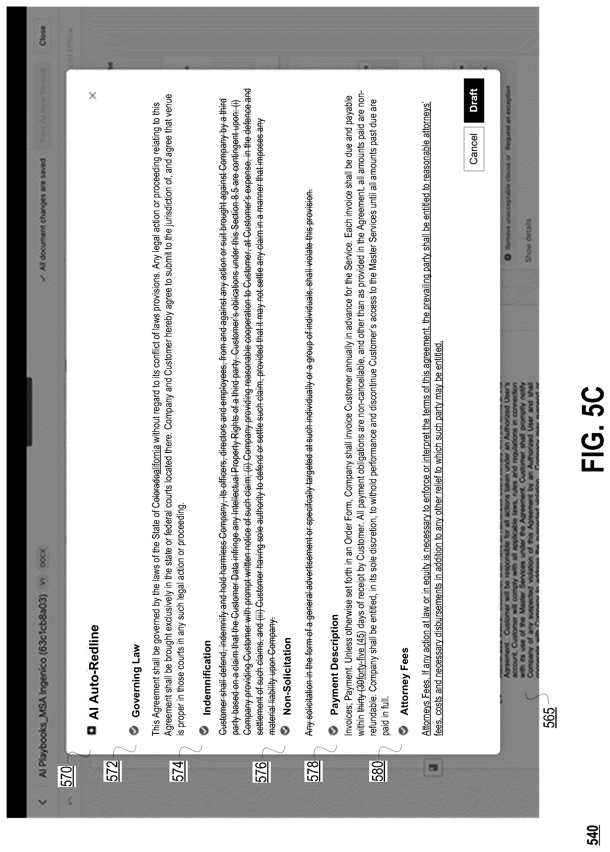 Patent US12307211 Figure 9 – Using machine learning models to analyze contractual terms and clauses in a legal contract, to recommend edits, and to make changes to a workflow