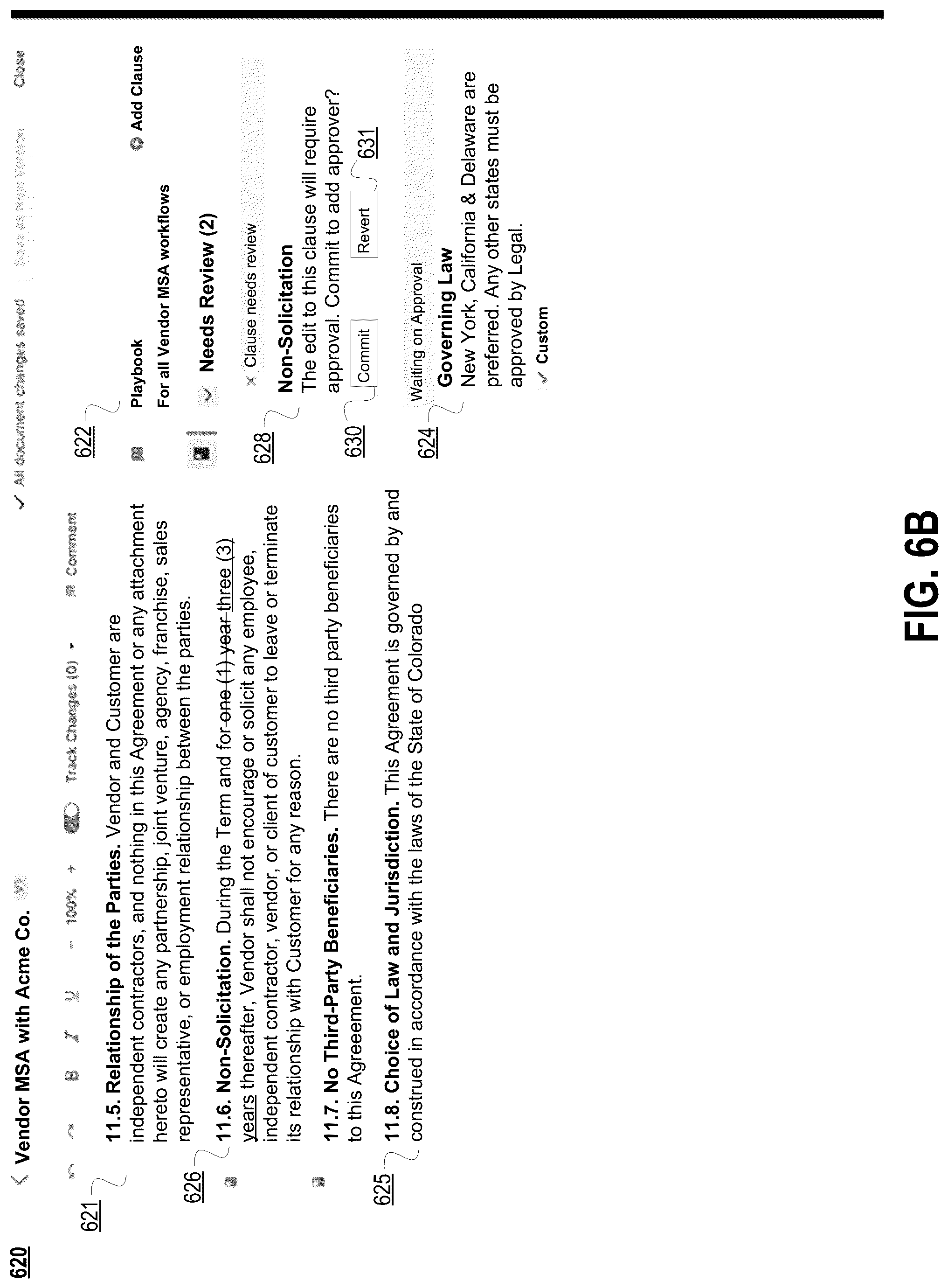Patent US12307211 Figure 11 – Using machine learning models to analyze contractual terms and clauses in a legal contract, to recommend edits, and to make changes to a workflow