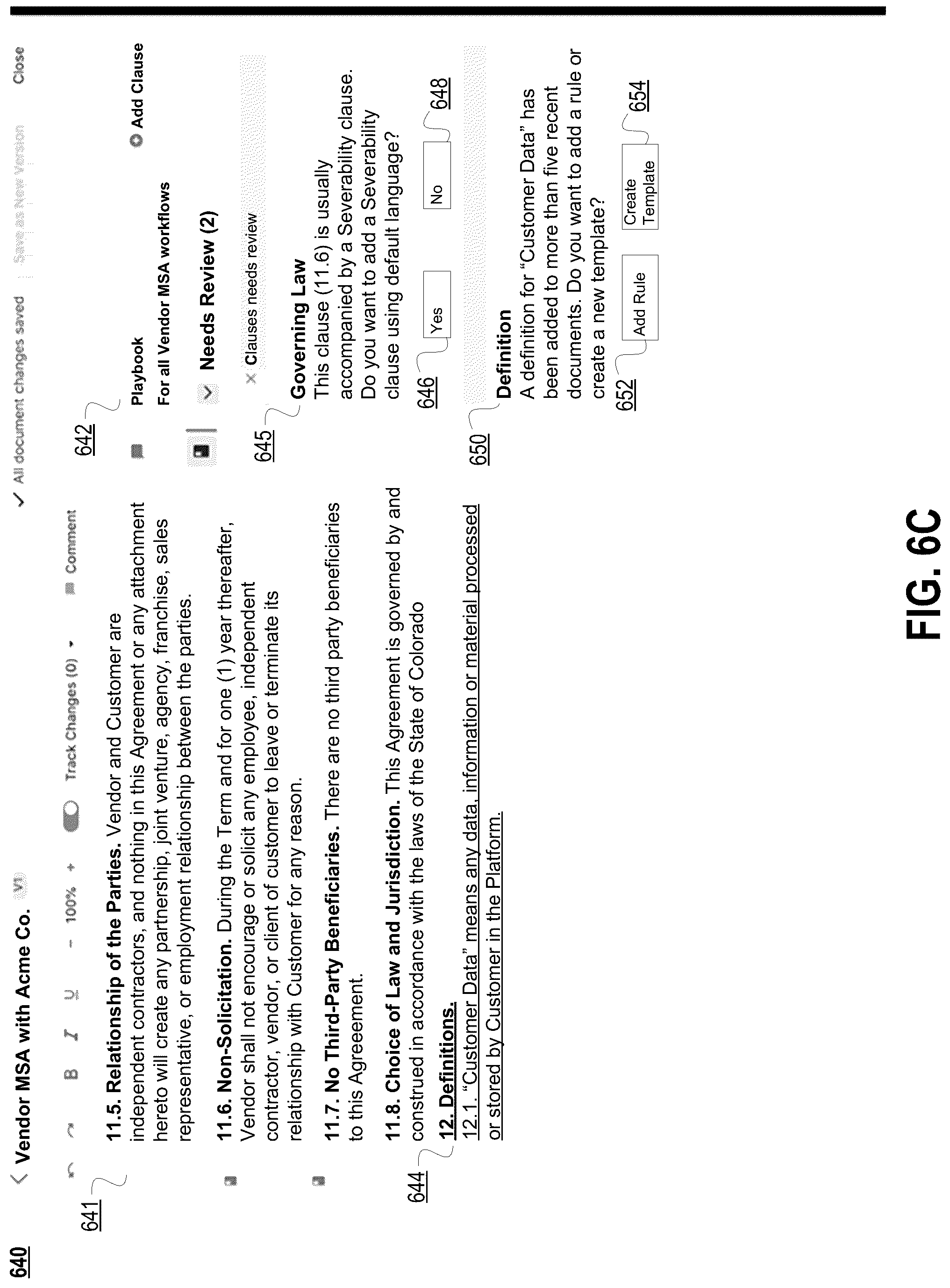 Patent US12307211 Figure 12 – Using machine learning models to analyze contractual terms and clauses in a legal contract, to recommend edits, and to make changes to a workflow