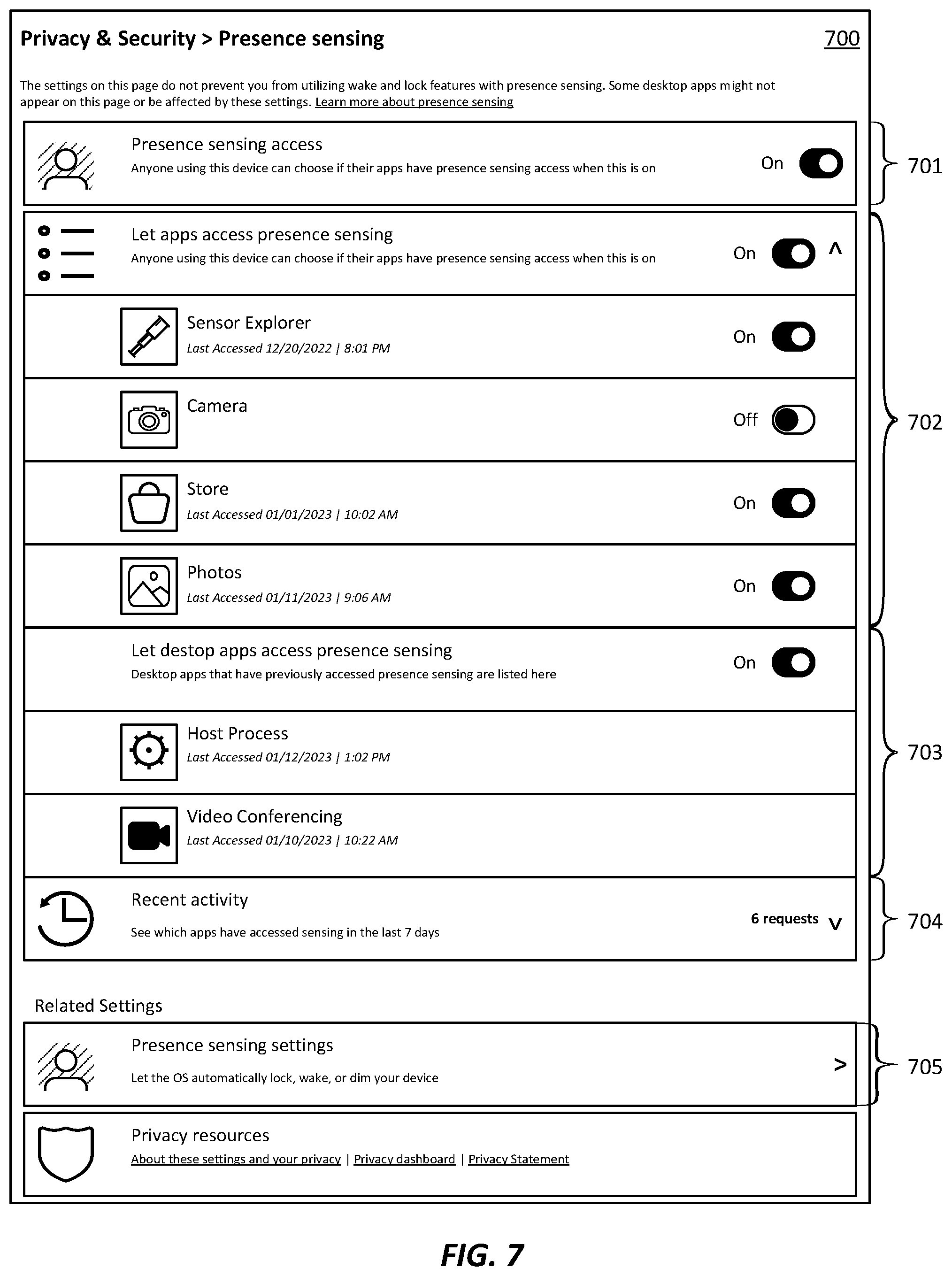 Patent US12307266 Figure 7 – Method for prioritizing human presence sensors in a computer system based on arbitration policies