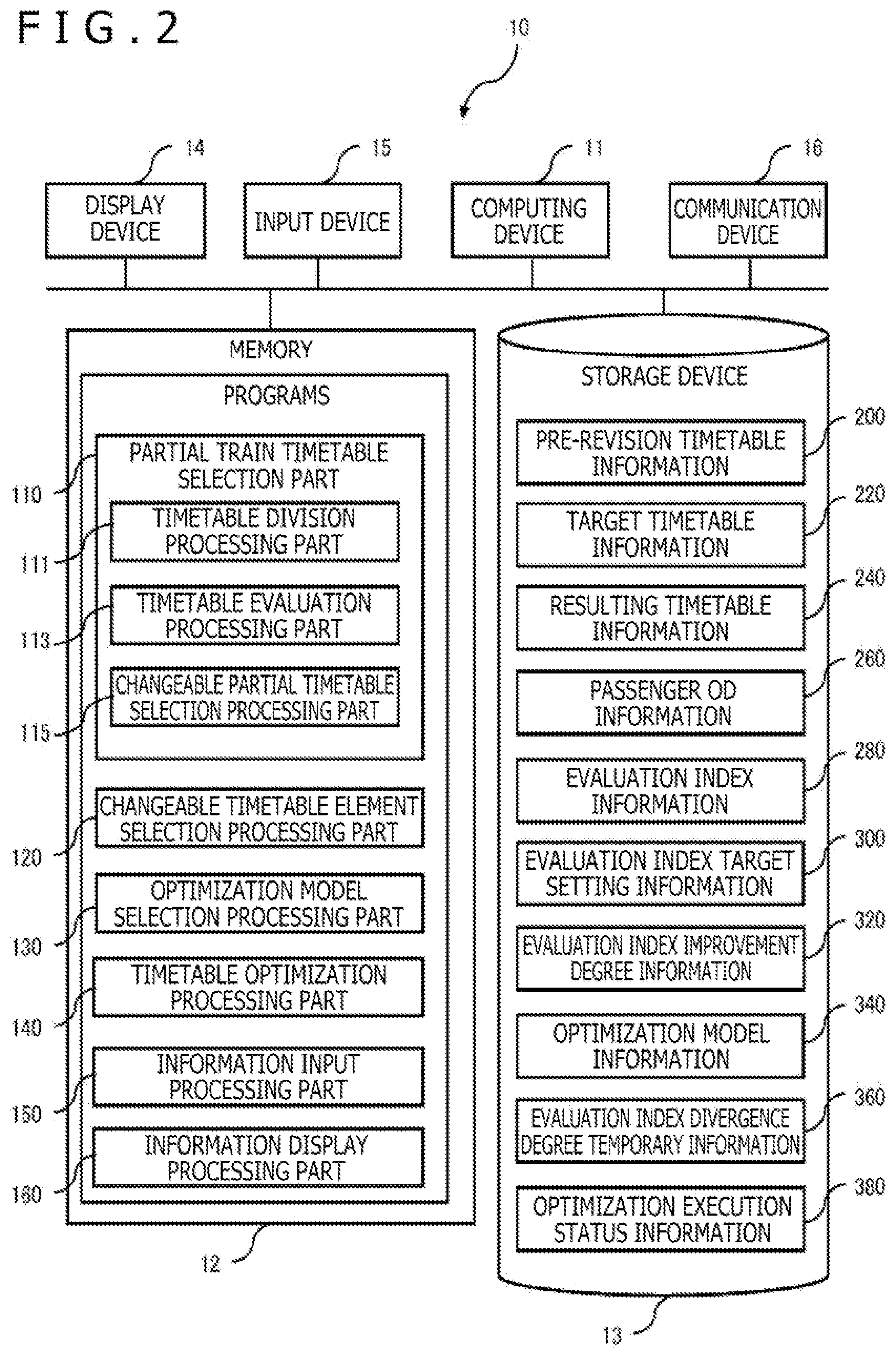 Patent US12307395 Figure 2 – Timetable planning system and timetable generating method
