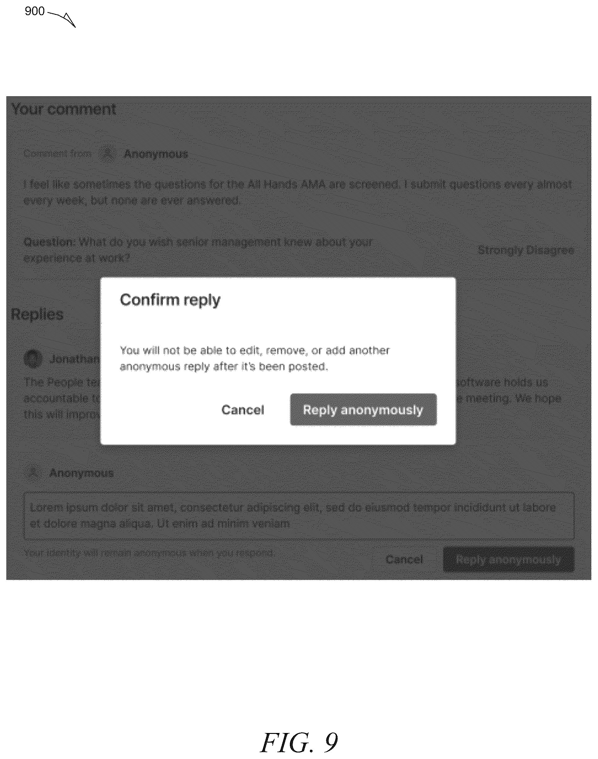 Patent US12307403 Figure 9 – Anonymous employee engagement system