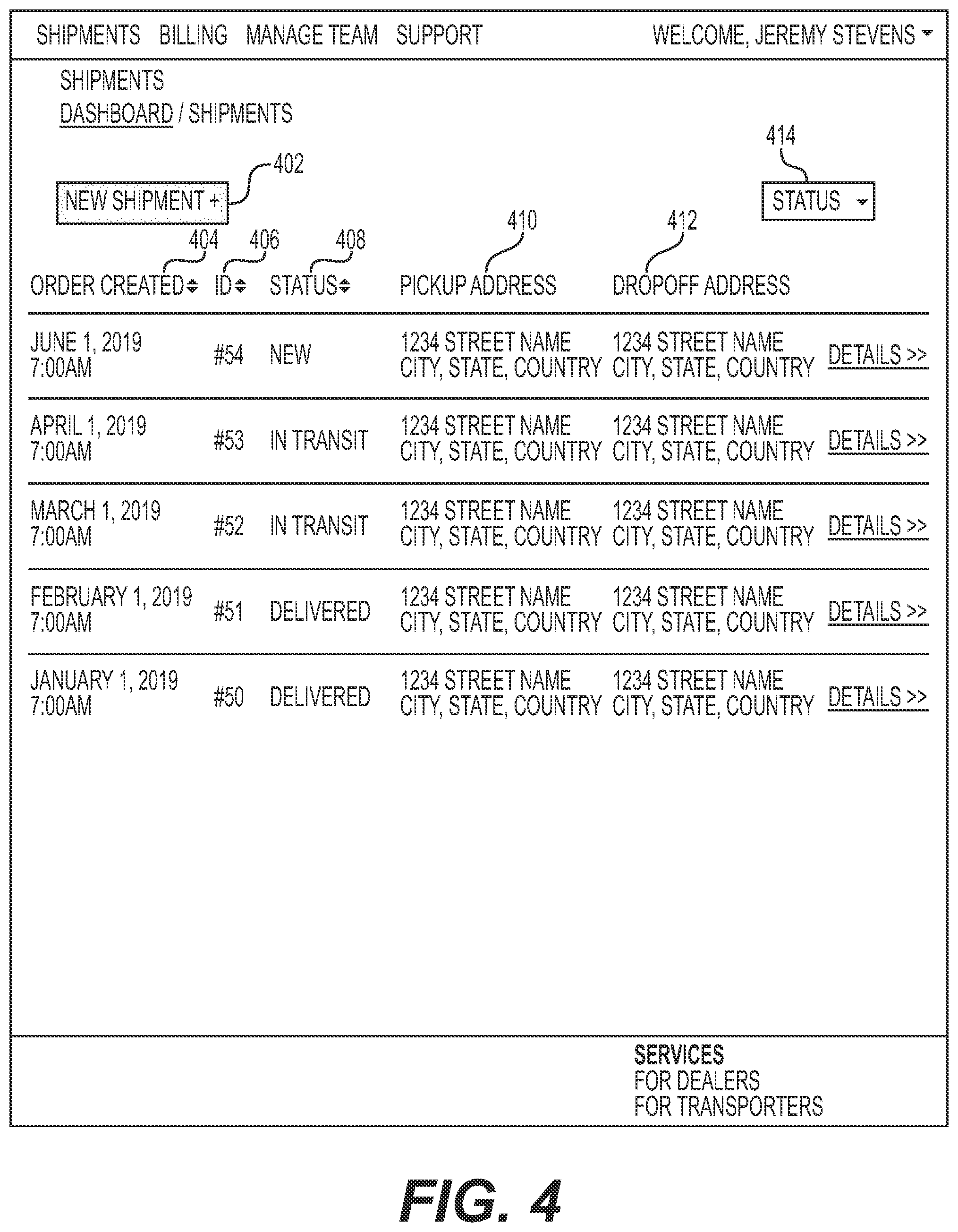 Patent US12307413 Figure 4 – Method and system for automated vehicle transportation