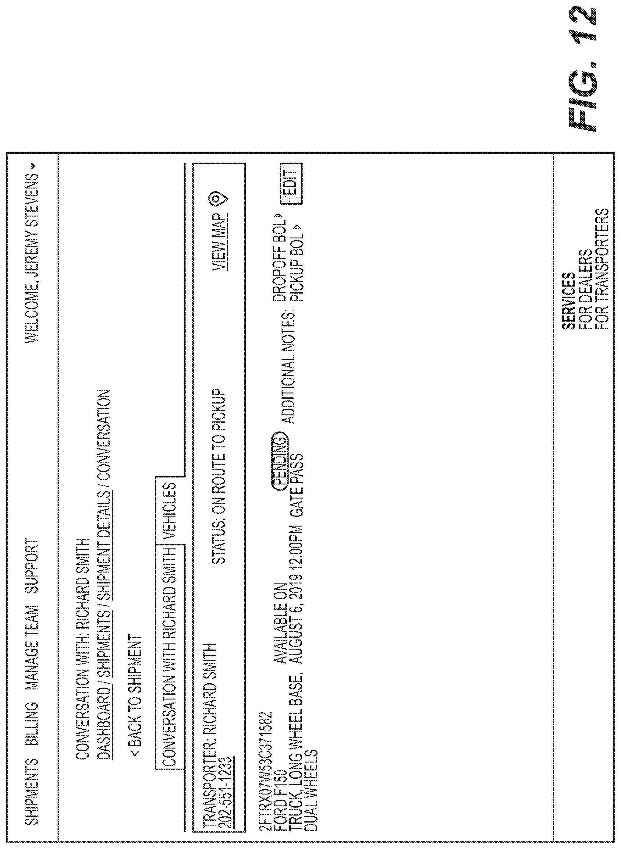 Patent US12307413 Figure 13 – Method and system for automated vehicle transportation