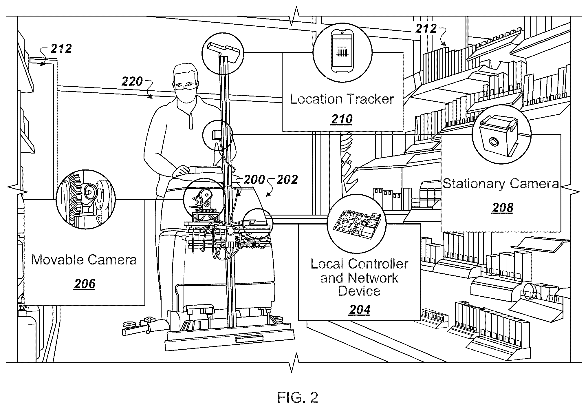 Patent US12307419 Figure 2 – Mobile apparatus with computer vision elements for inventory condition