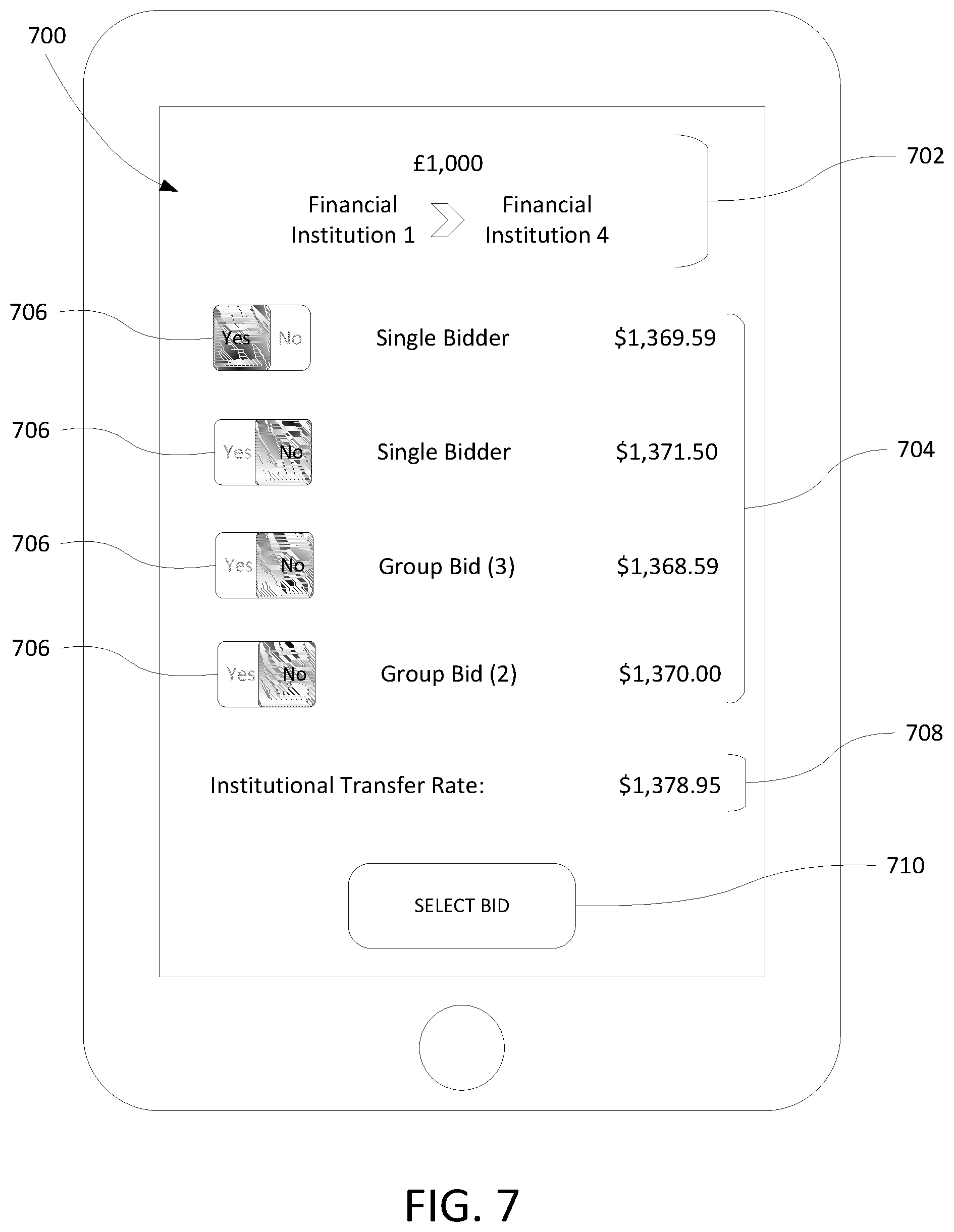 Patent US12307426 Figure 7 – International remittances via intrabank transfers