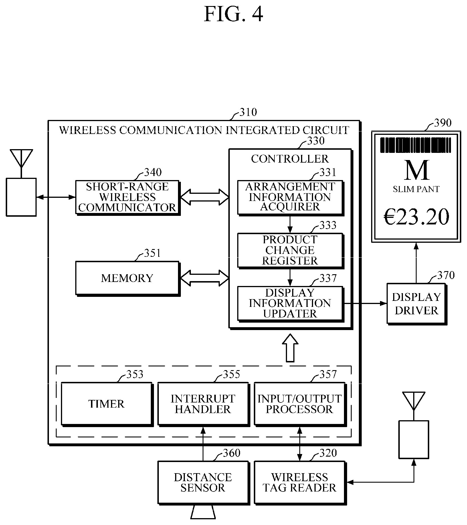Patent US12307433 Figure 4 – Electronic shelf label and method of controlling information display of the same
