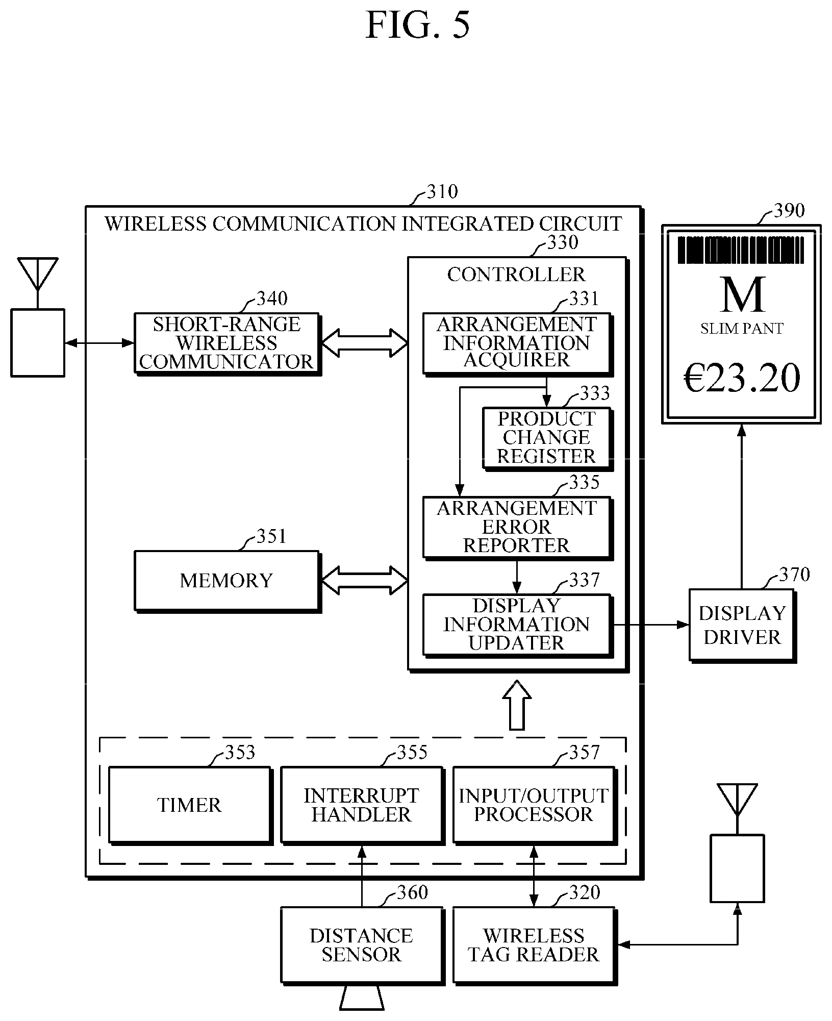 Patent US12307433 Figure 5 – Electronic shelf label and method of controlling information display of the same