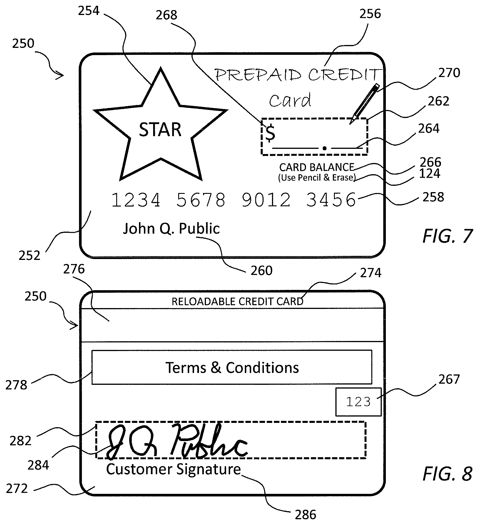Patent US12307436 Figure 3 – Gift card with balance indicator panels