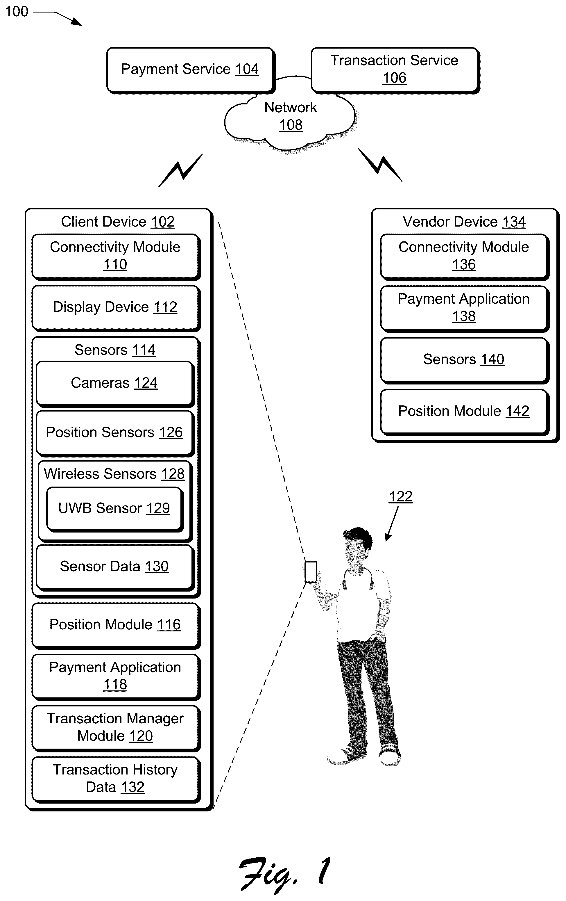 Patent US12307463 Figure 1 – Managing data transactions
