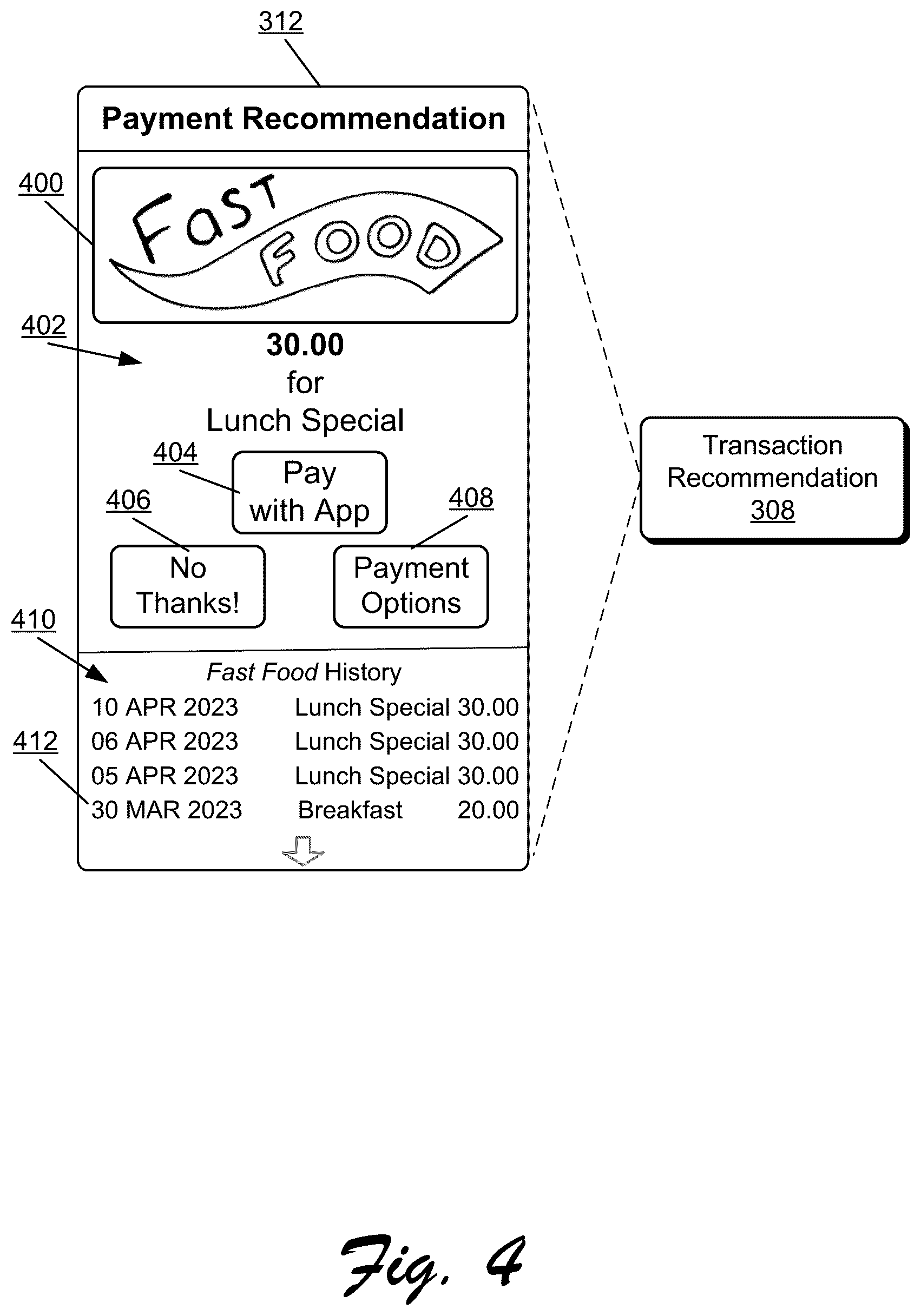 Patent US12307463 Figure 4 – Managing data transactions