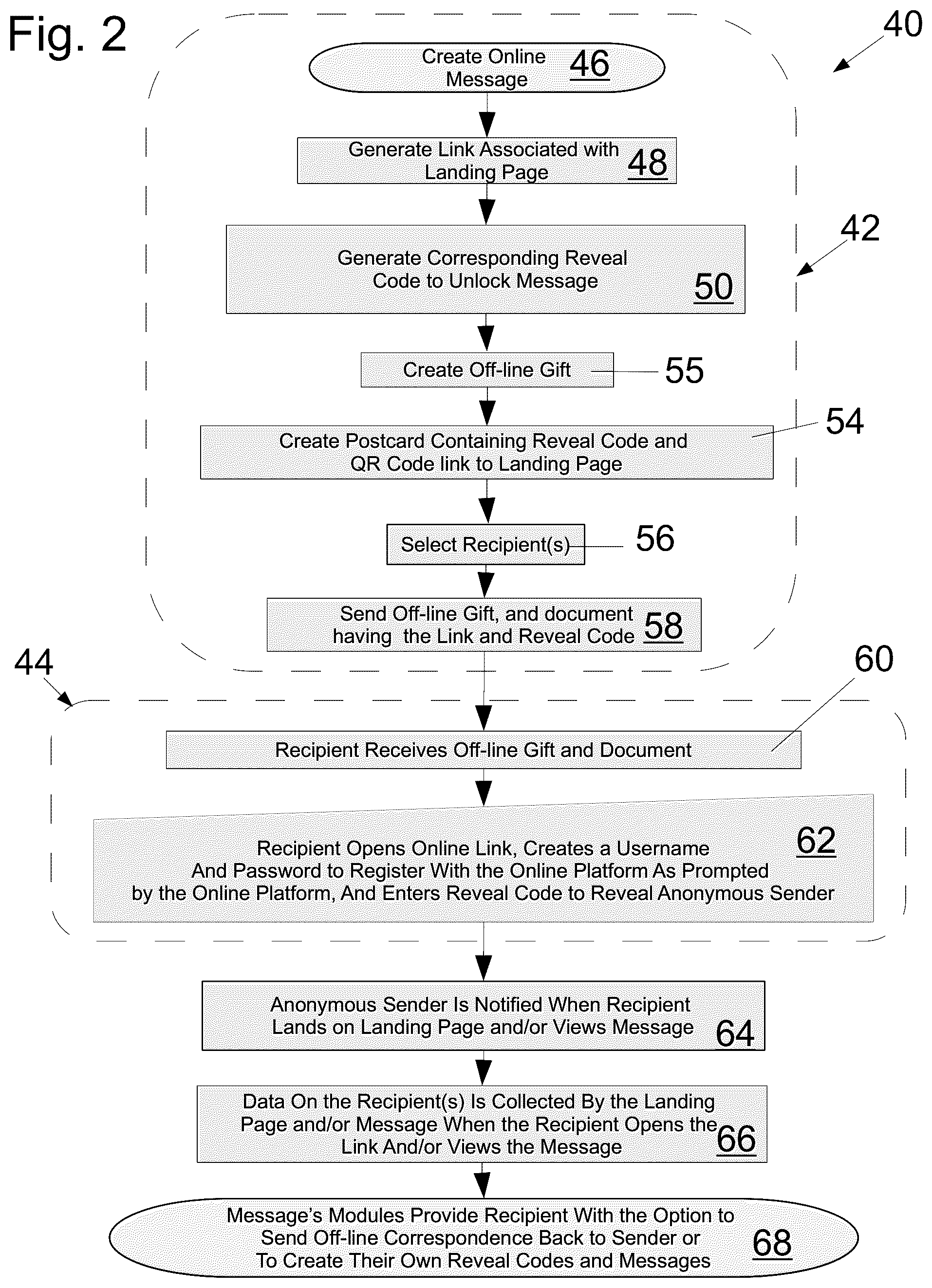 Patent US12307470 Figure 2 – Systems and methods for tracking receipt of a gift