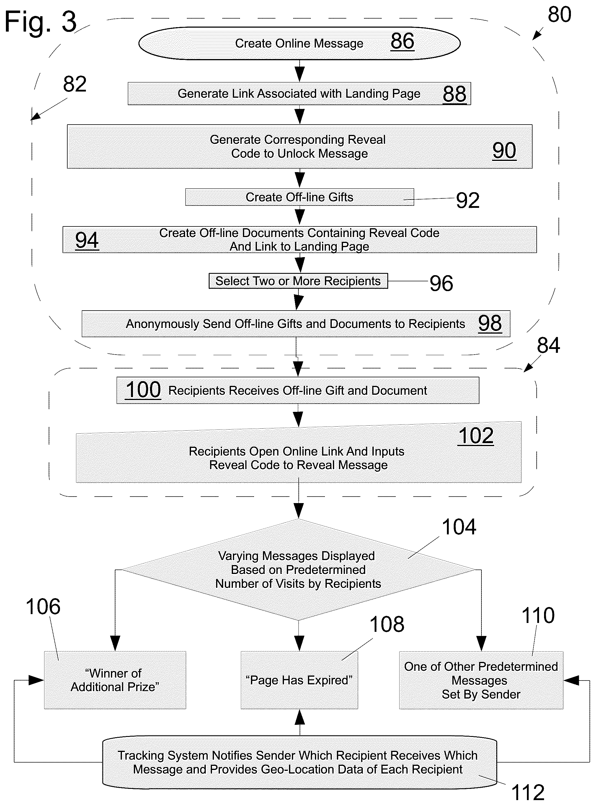 Patent US12307470 Figure 3 – Systems and methods for tracking receipt of a gift