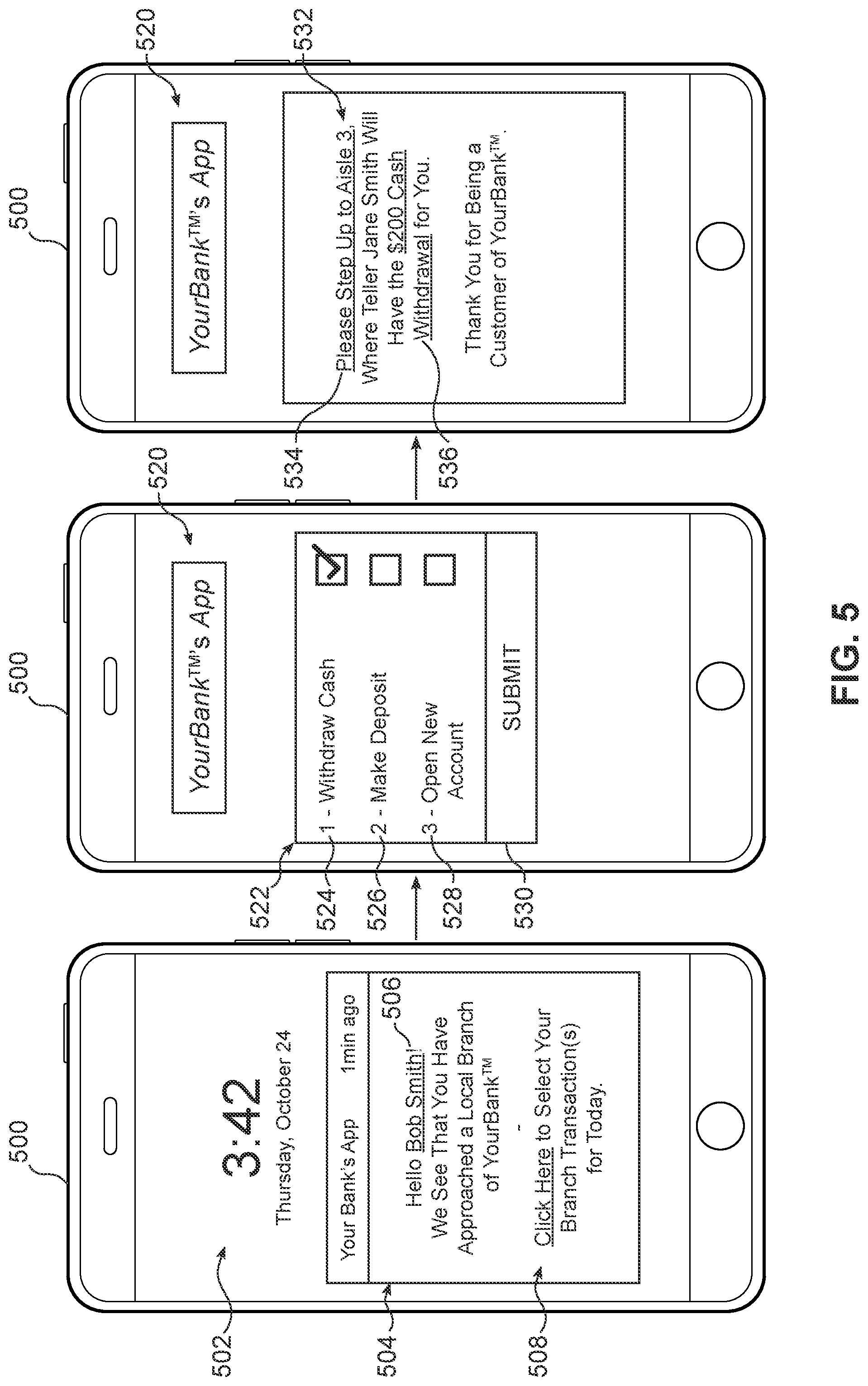Patent US12307511 Figure 5 – Systems and methods for touchless in-person bank customer service