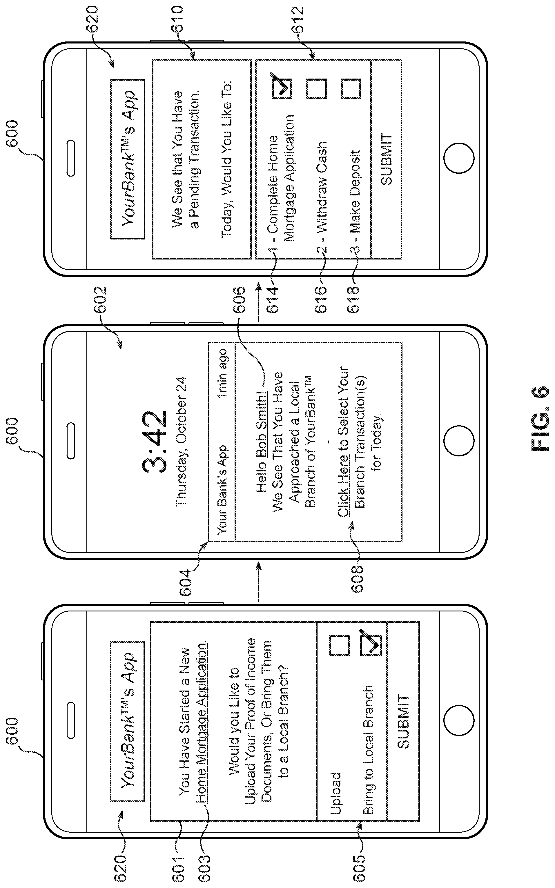 Patent US12307511 Figure 6 – Systems and methods for touchless in-person bank customer service