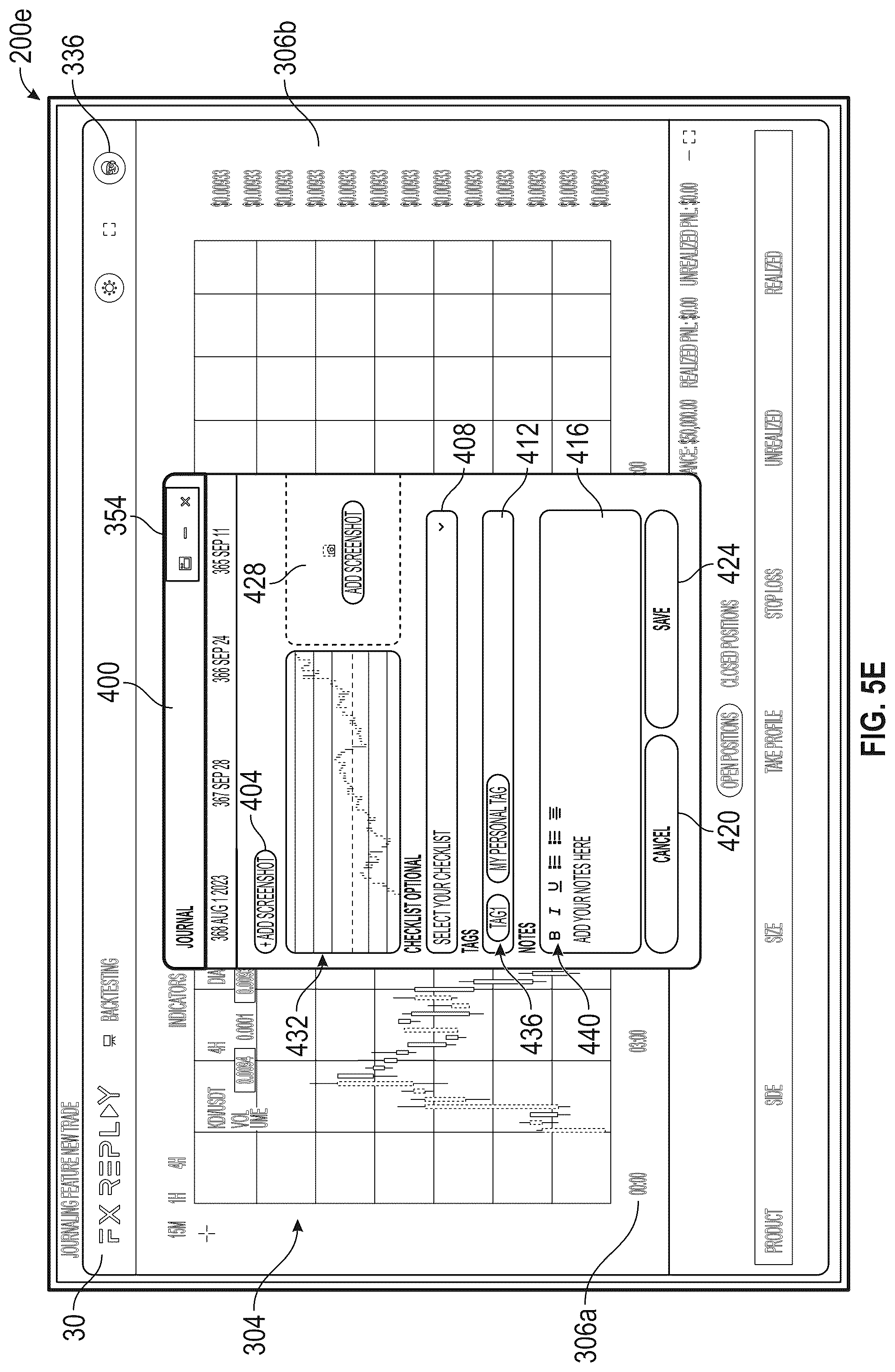 Patent US12307527 Figure 7 – Security trading backtesting system having an interactable journal