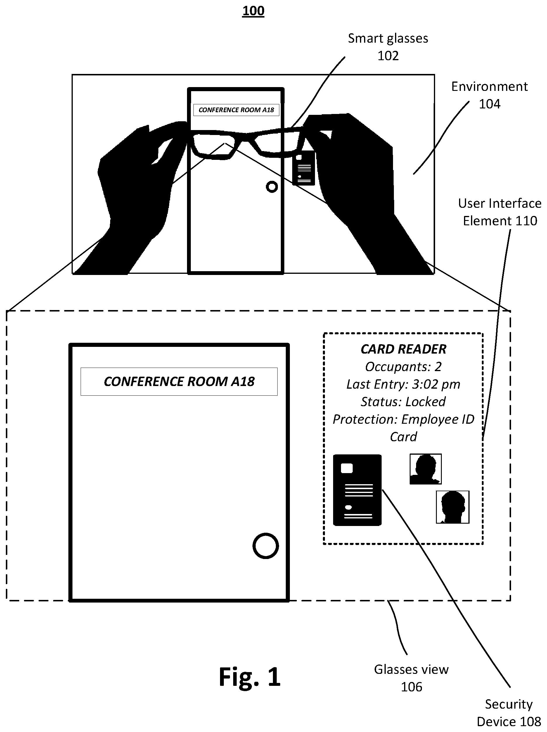 Patent US12307550 Figure 1 – Systems and methods for providing security system information through smart glasses