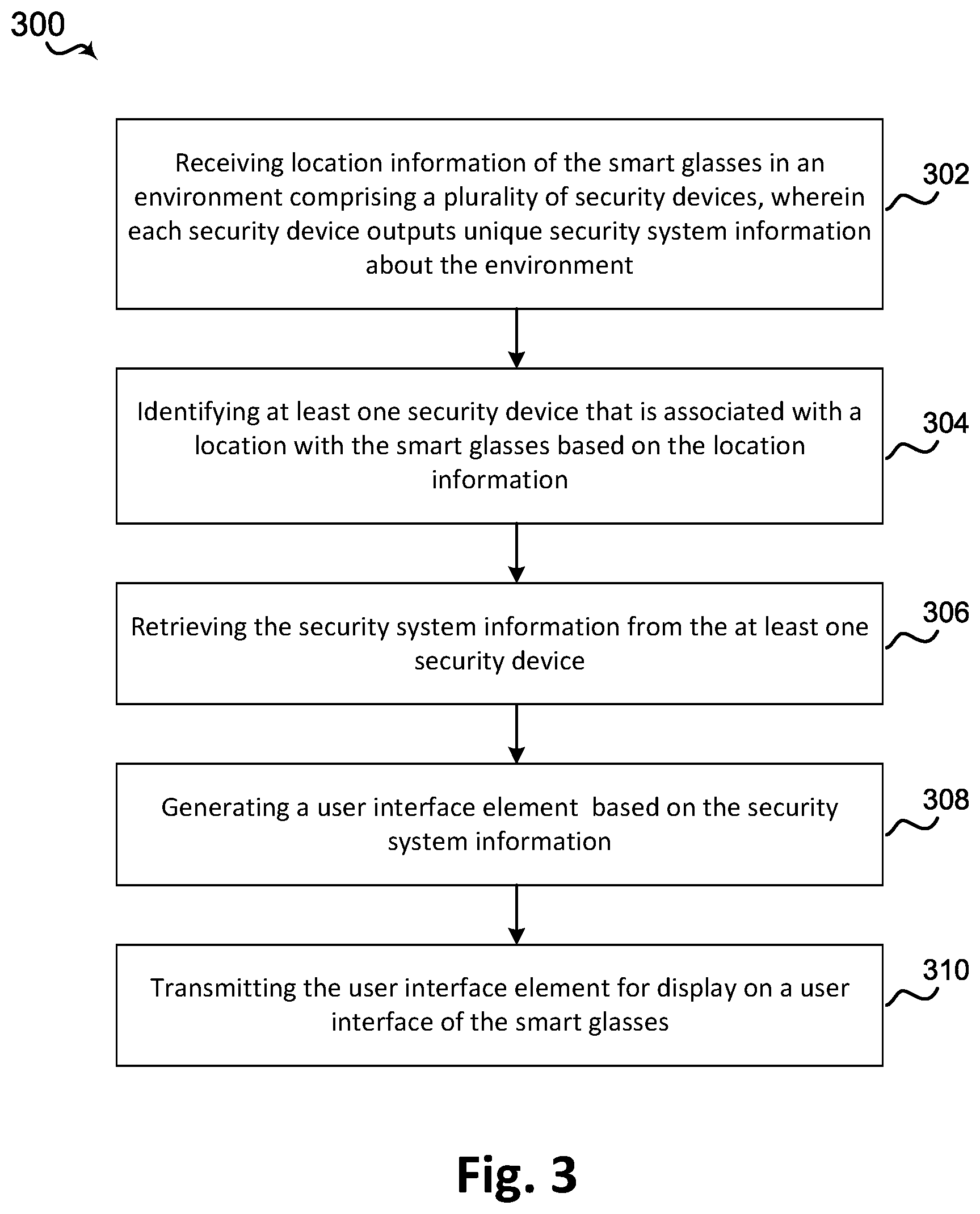 Patent US12307550 Figure 3 – Systems and methods for providing security system information through smart glasses