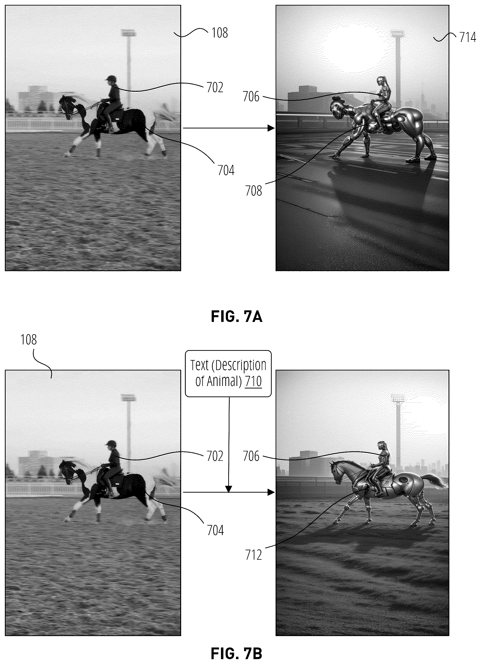 Patent US12307563 Figure 8 – Text-driven photo style adjustment with generative AI