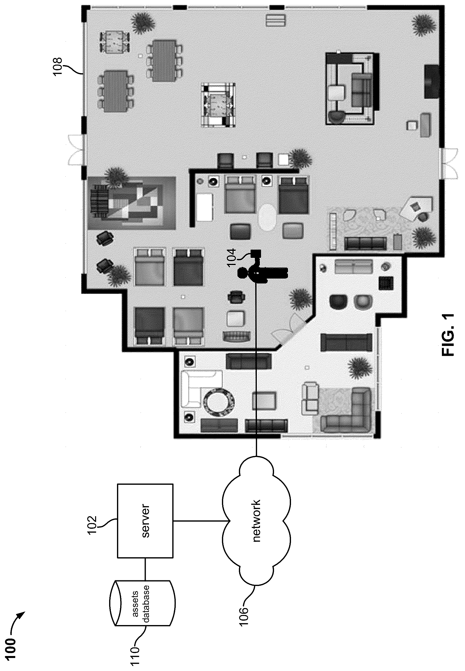 Patent US12307602 Figure 1 – Blended physical and virtual realities