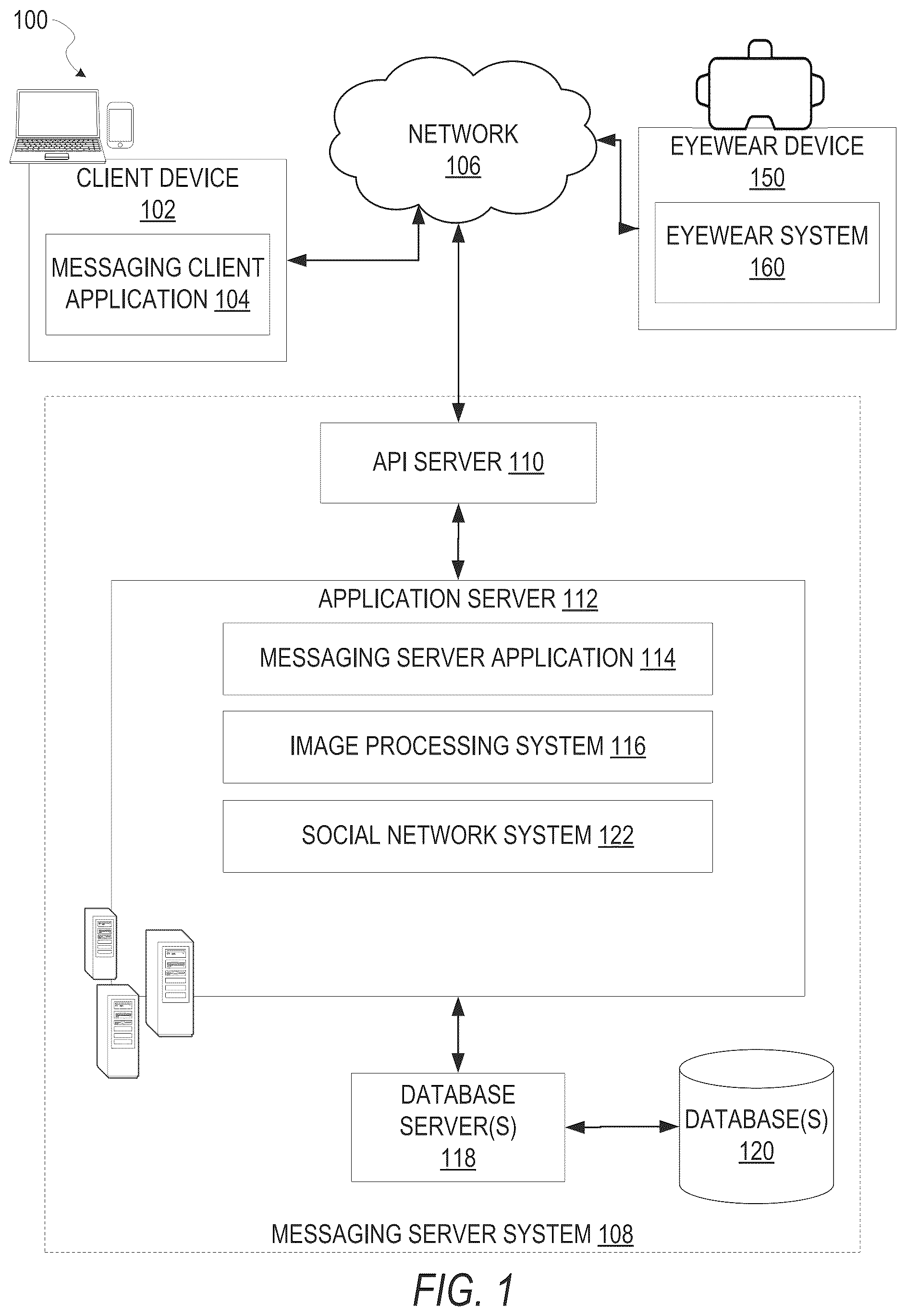 Patent US12307605 Figure 1 – Recording augmented reality content on an eyewear device