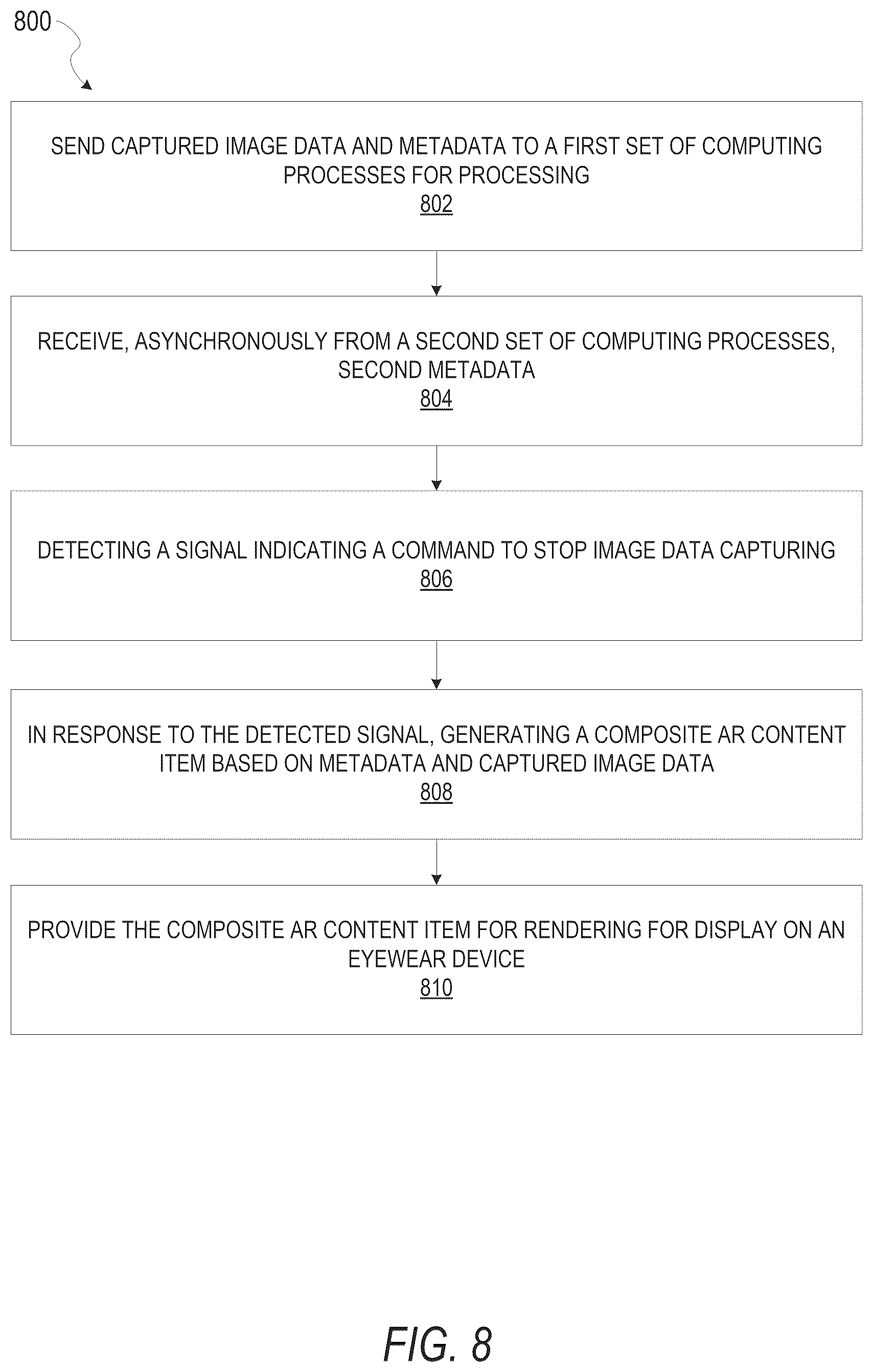 Patent US12307605 Figure 8 – Recording augmented reality content on an eyewear device