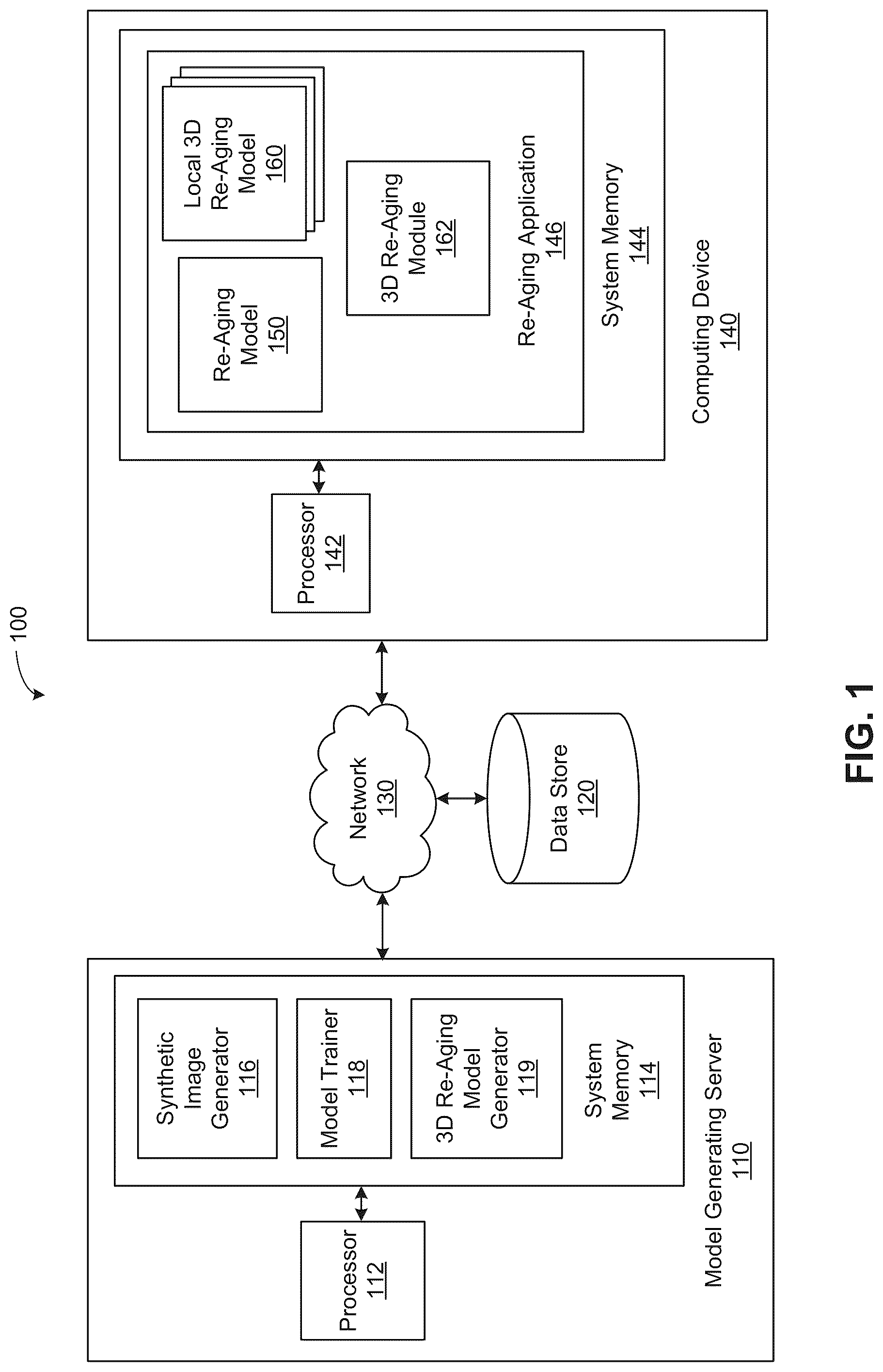Patent US12307616 Figure 1 – Techniques for re-aging faces in images and video frames
