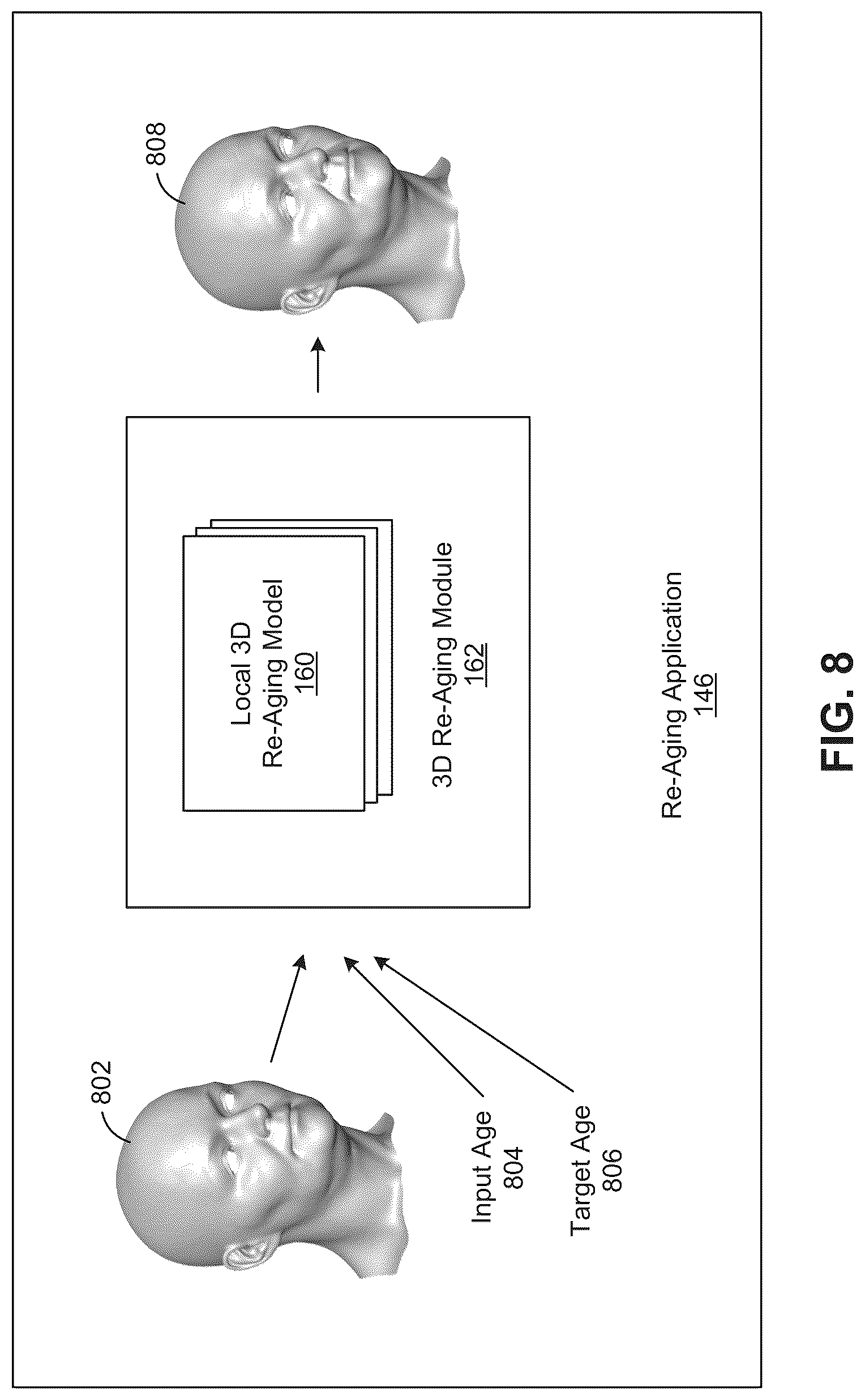 Patent US12307616 Figure 8 – Techniques for re-aging faces in images and video frames