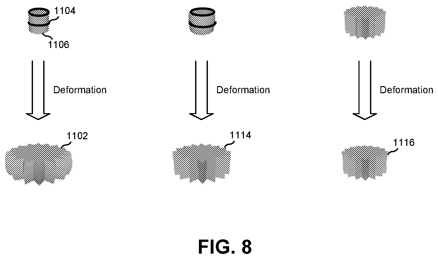 Patent US12307620 Figure 11 – Object deformation with bindings and deformers interpolated from key poses
