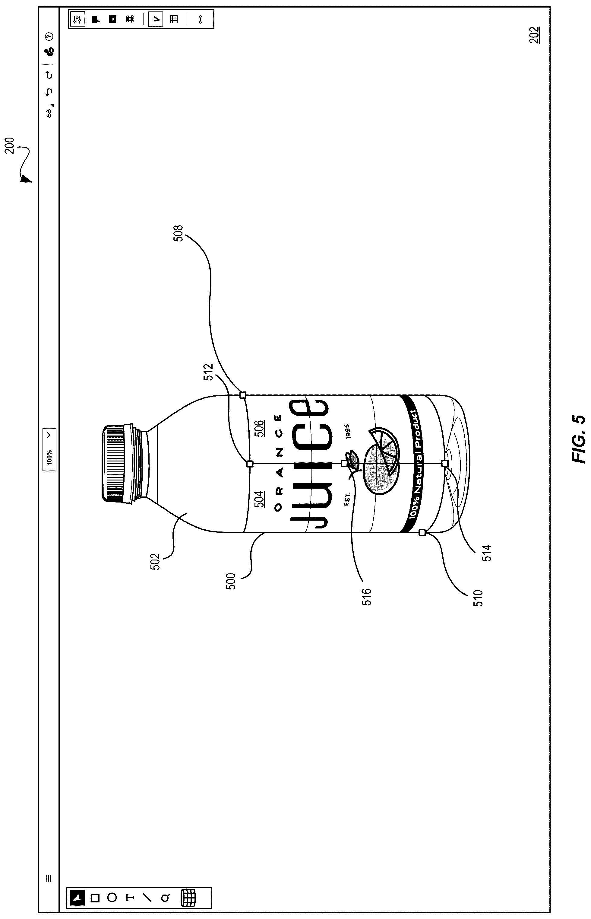 Patent US12307626 Figure 5 – Warping artwork to perspective cylinders with bicubic patches