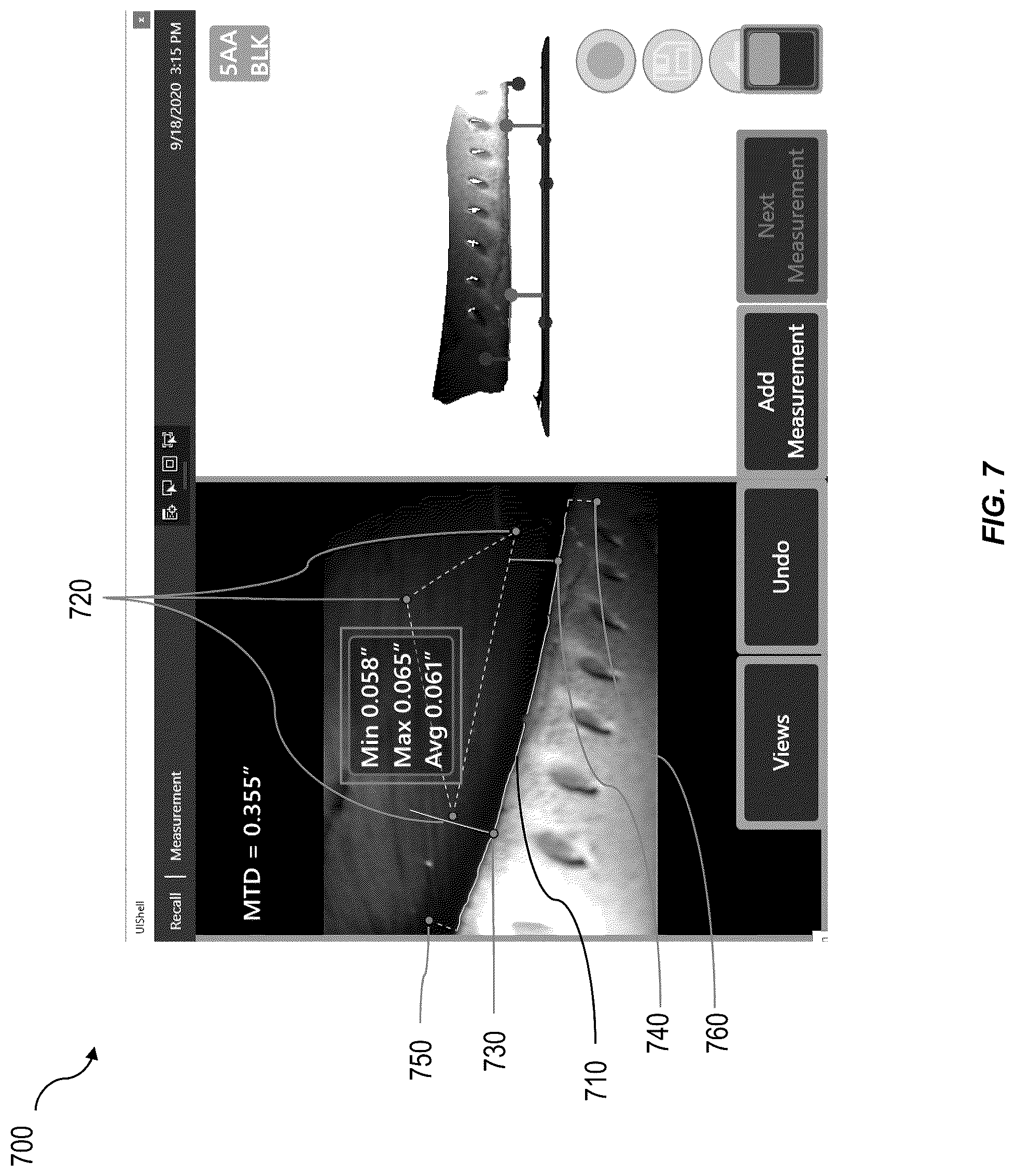 Patent US12307648 Figure 7 – Automated turbine blade to shroud gap measurement
