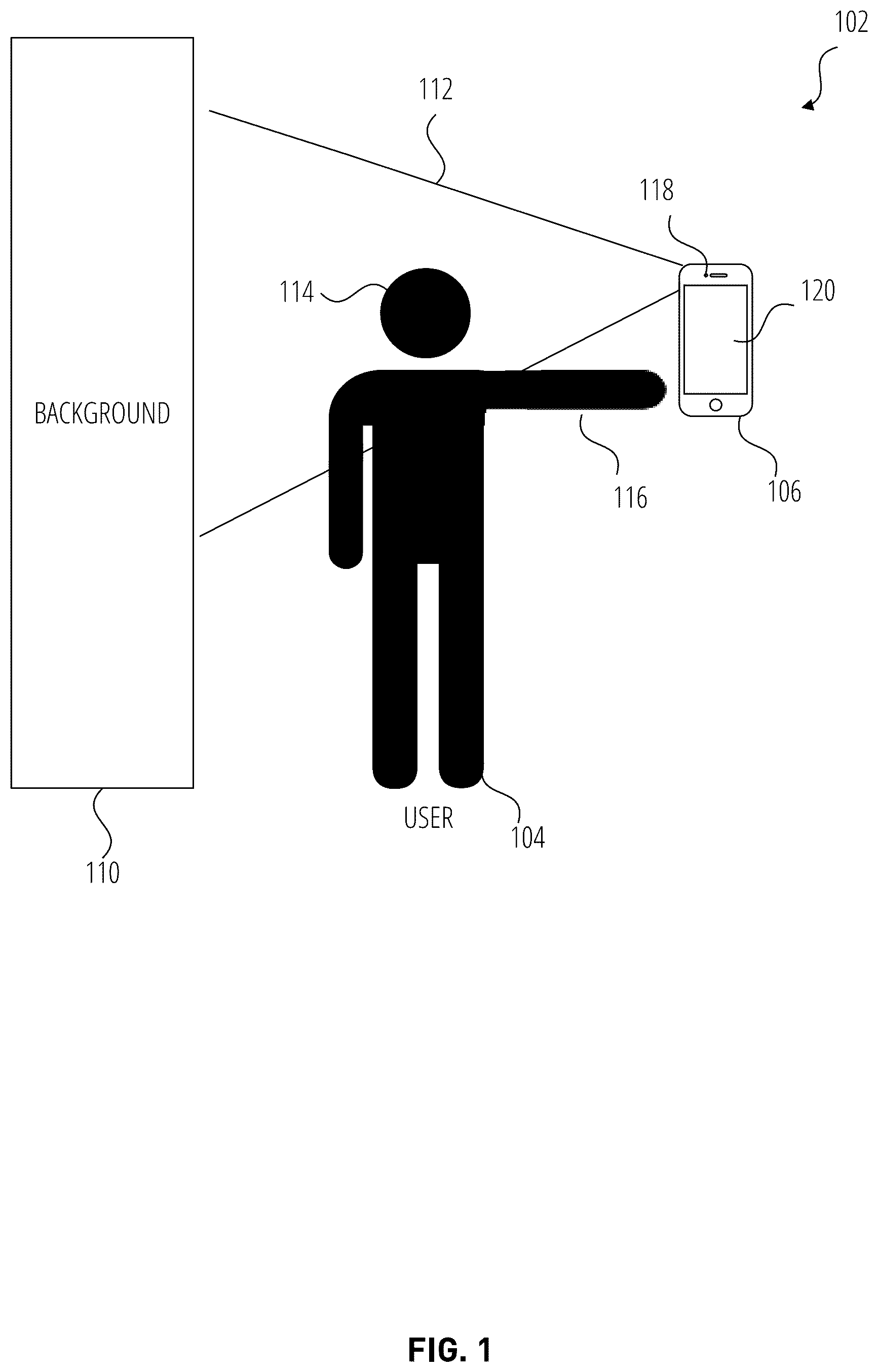 Patent US12307682 Figure 1 – Virtual selfie stick