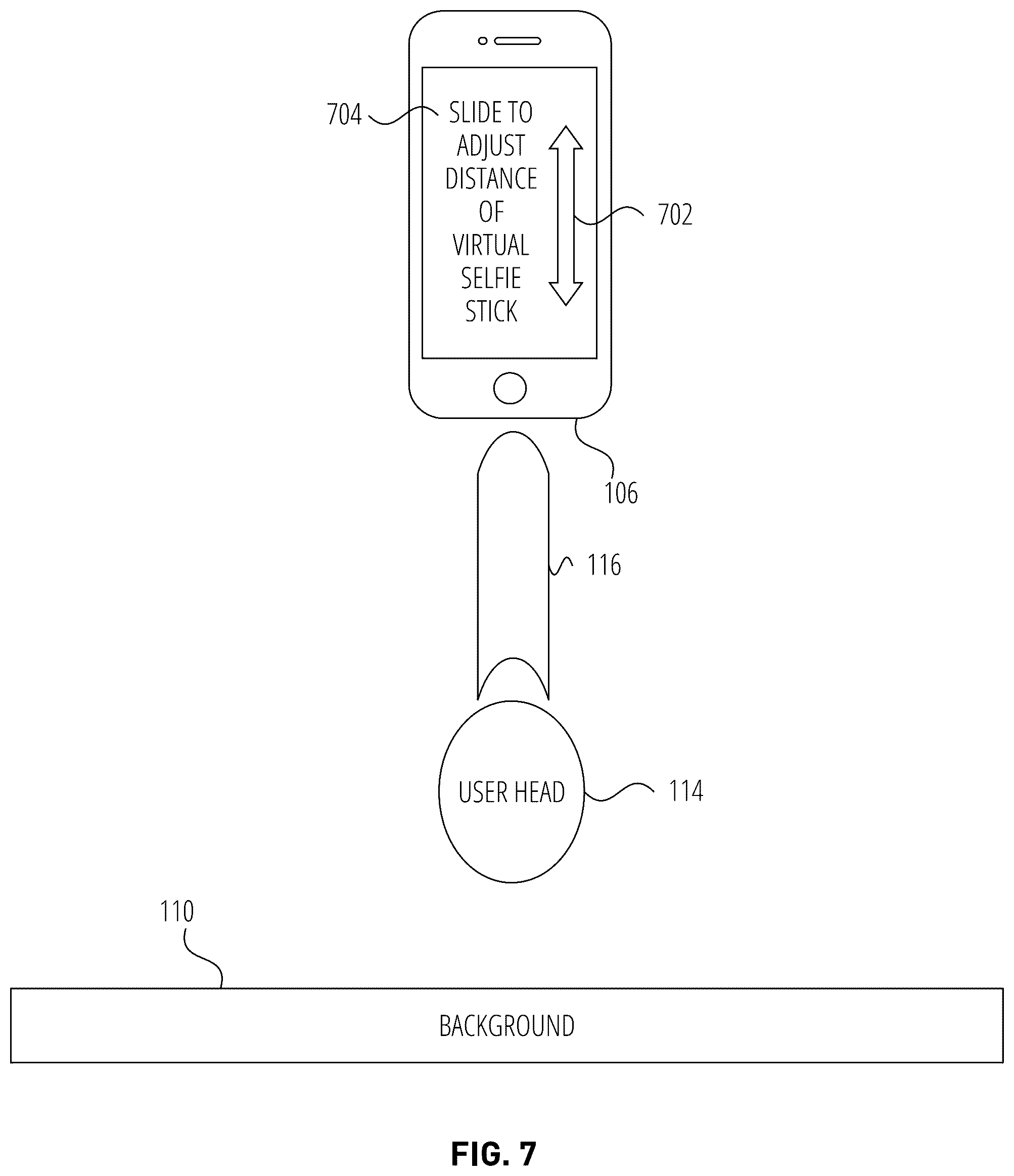 Patent US12307682 Figure 7 – Virtual selfie stick