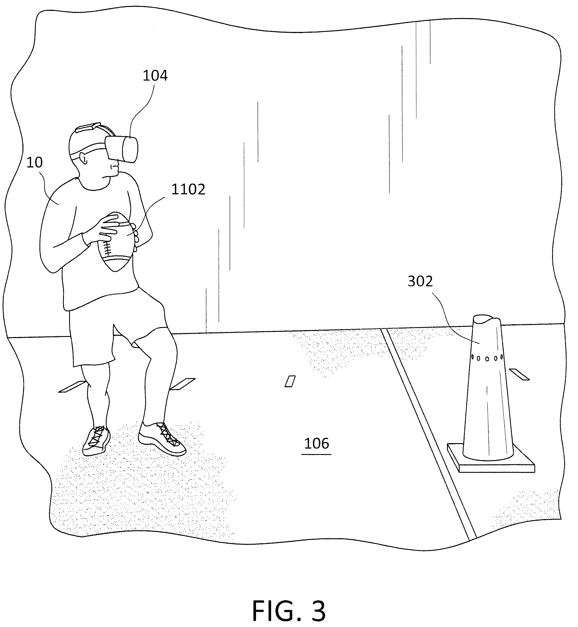 Patent US12307689 Figure 5 – Virtual reality translation of location based on starting position of sports implement