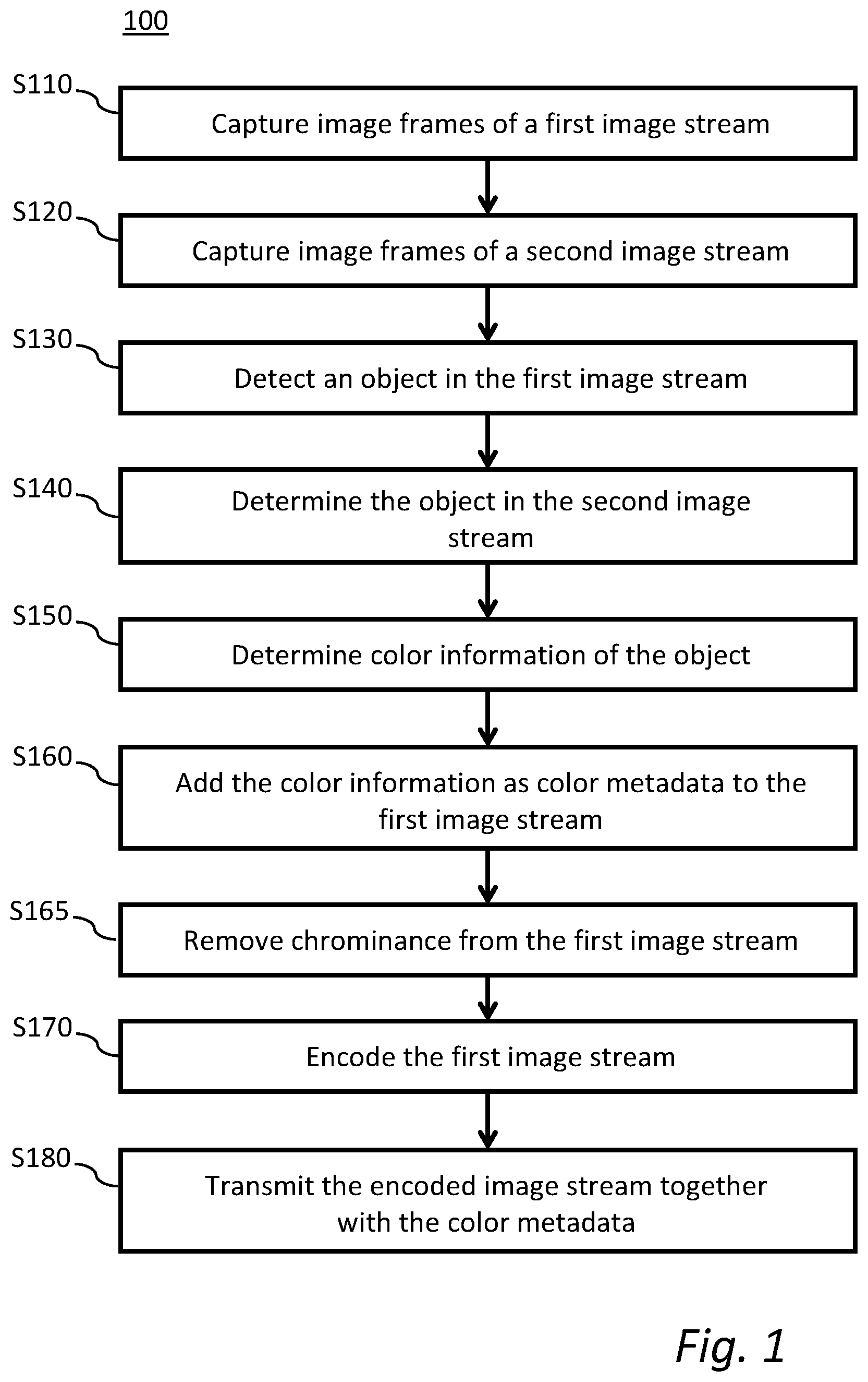 Patent US12307722 — Image stream with color metadata — Figure 1
